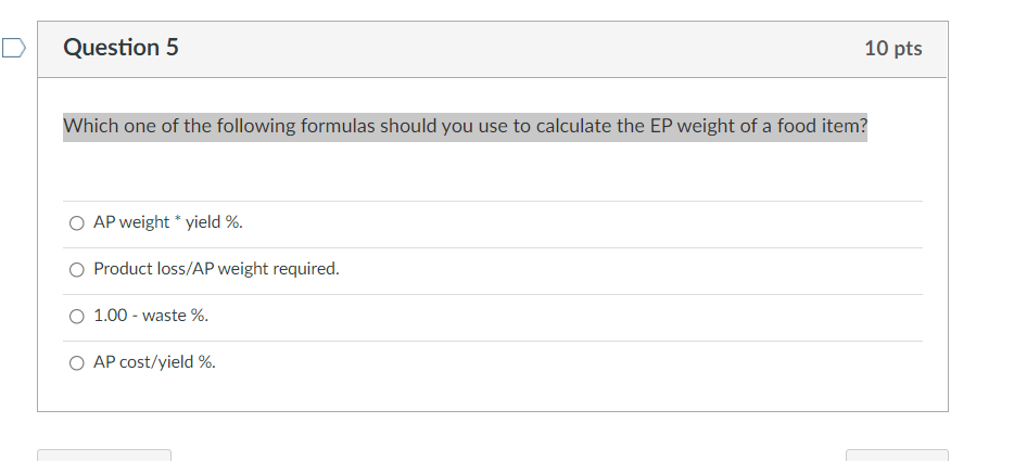 Question 5 10 pts Which one of the following
