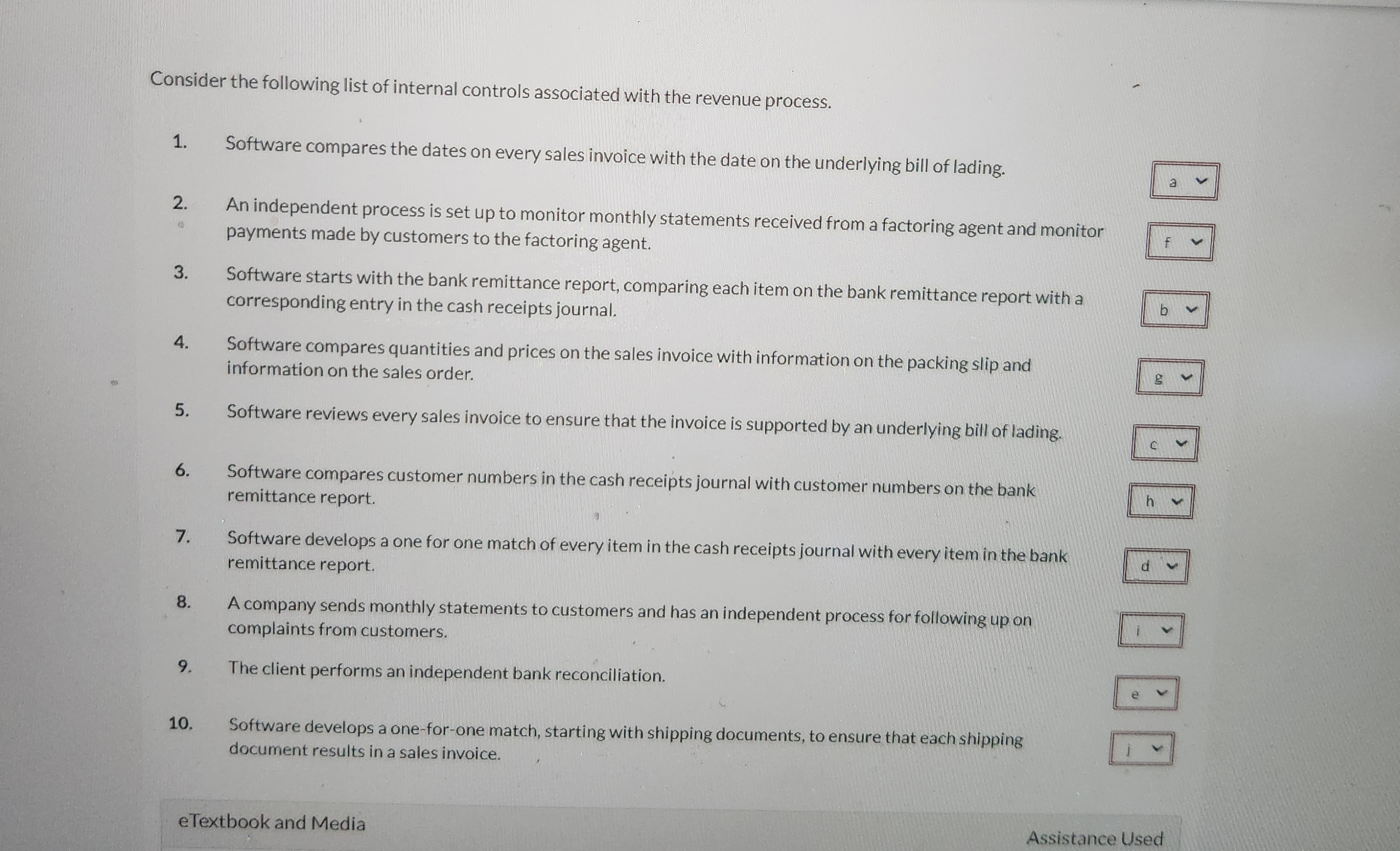 X Your answer is incorrect. For each control,