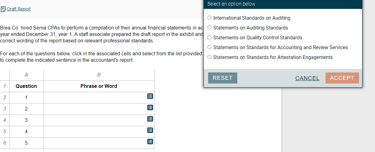 Draft report Draft Report O The auditor O The