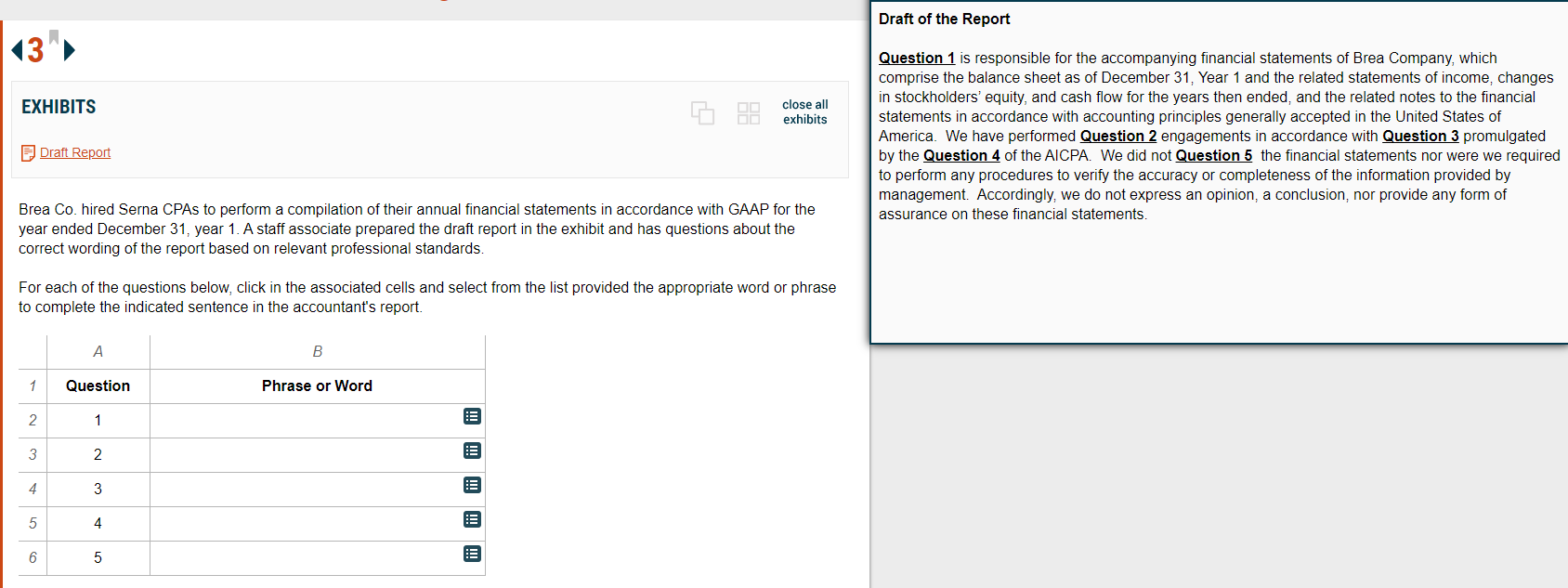 Draft report Draft Report O The auditor O The