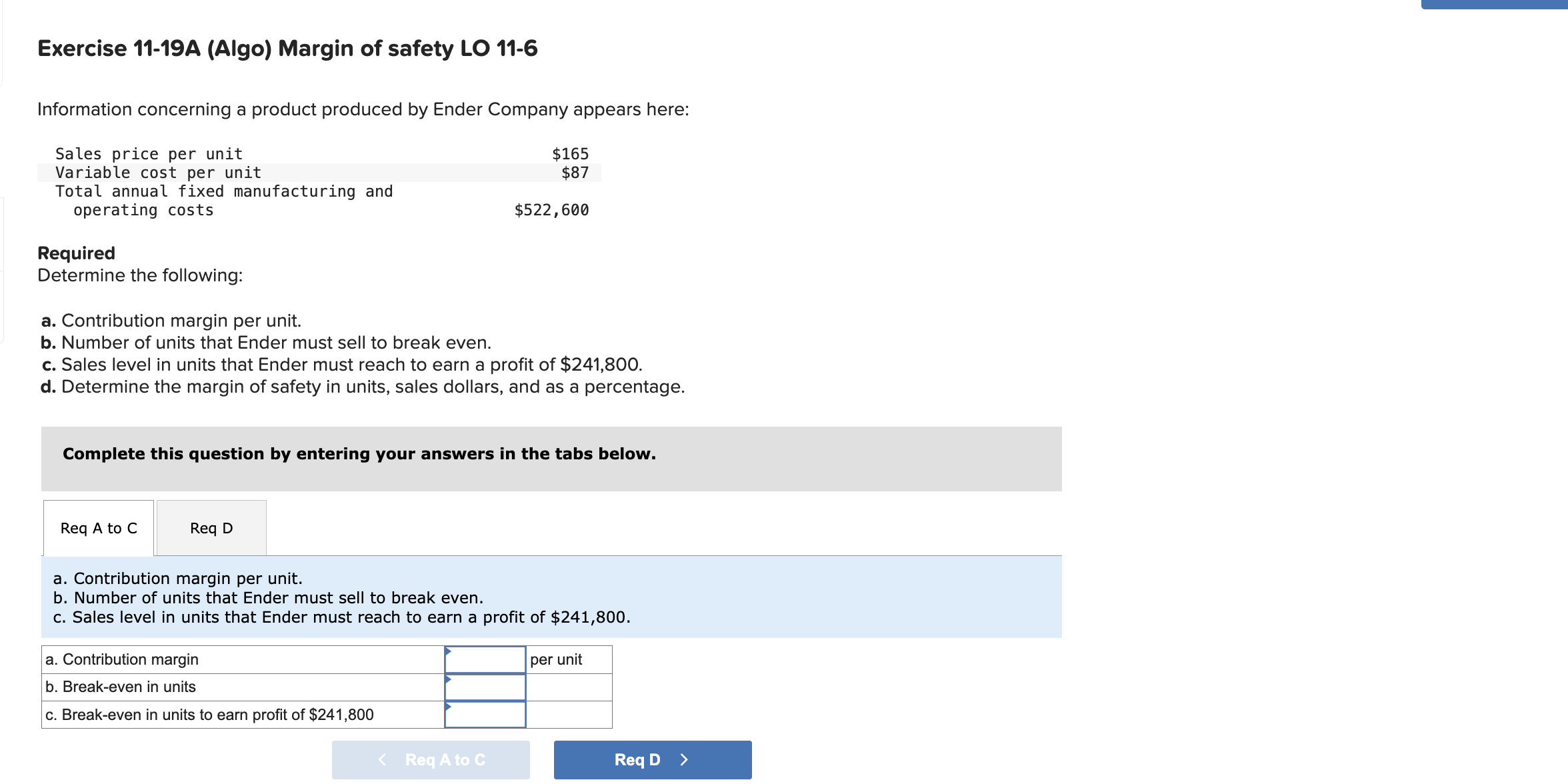 Exercise 1 1 - 1 9 A ( Algo ) Margin of safety LO