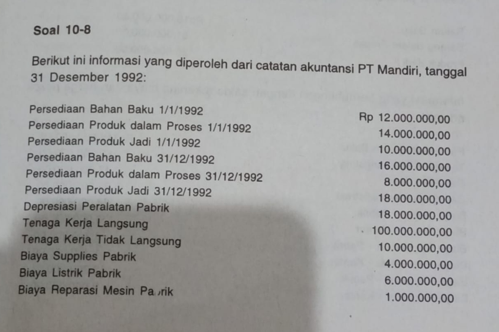 soal perusahaan manufaktur \f