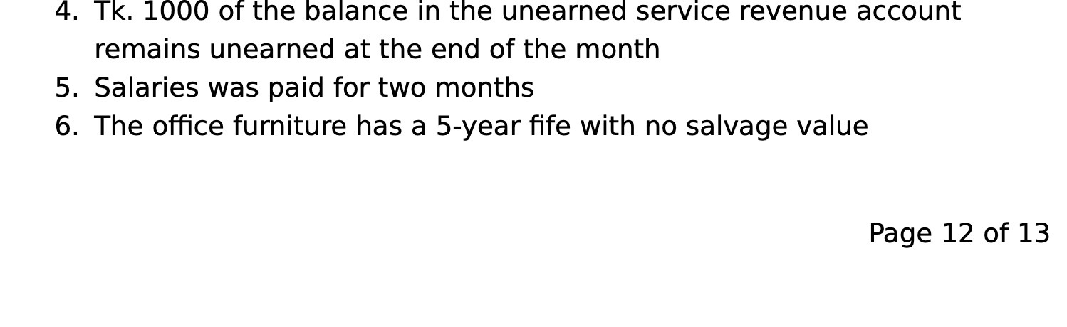 4. TK. 1000 of the balance in the unearned