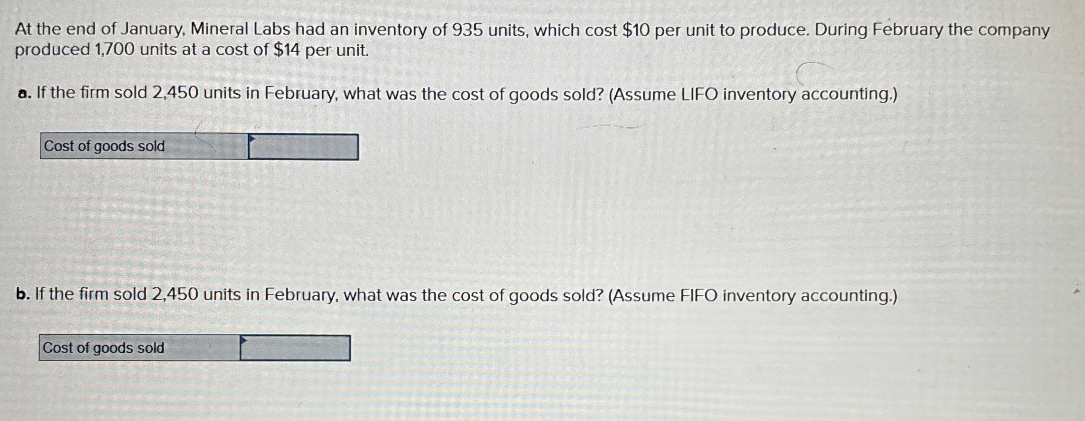 At the end of January, Mineral Labs had an