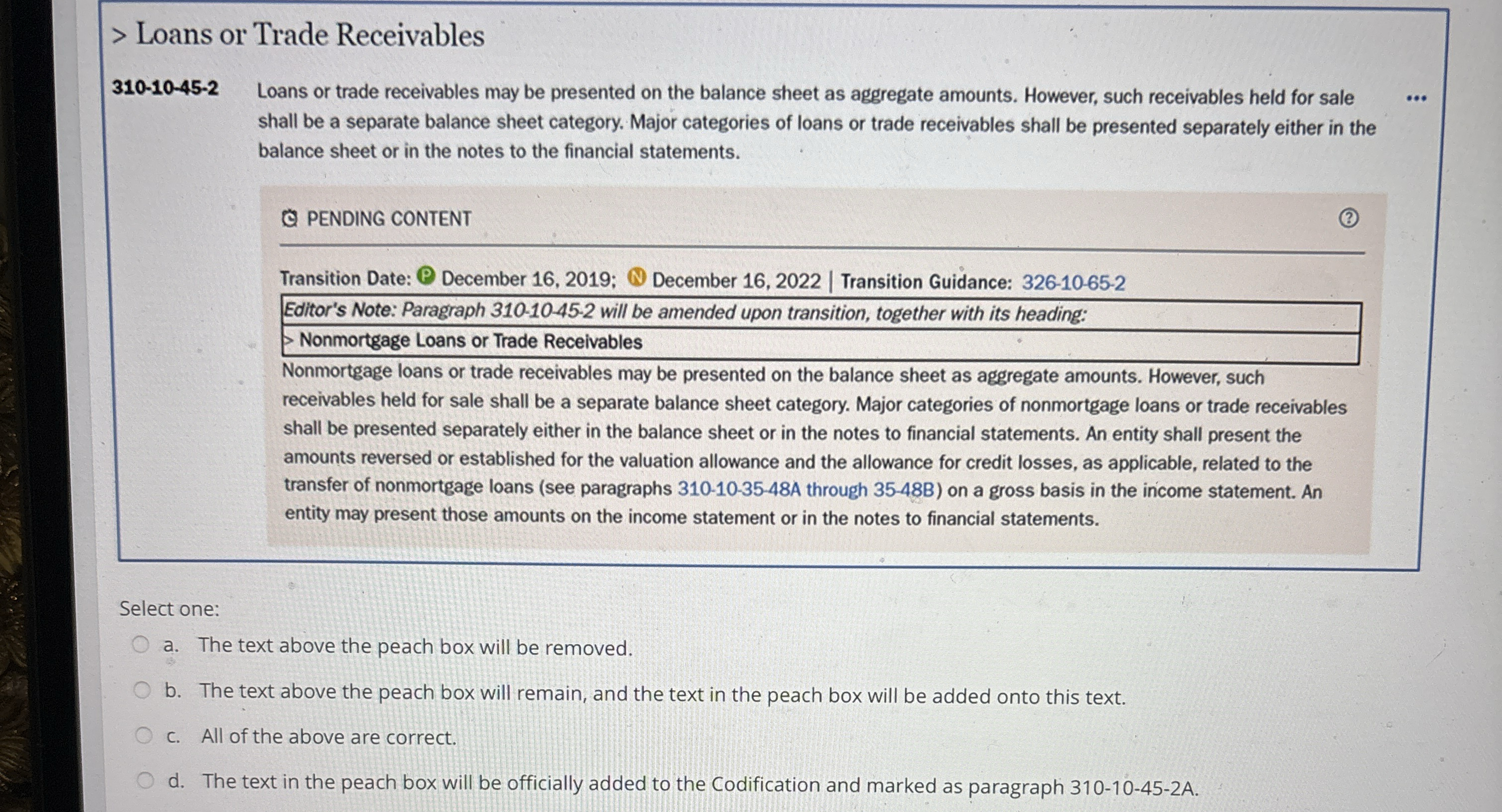 PENDING CONTENTTransition Date: ( December 1 6 ,