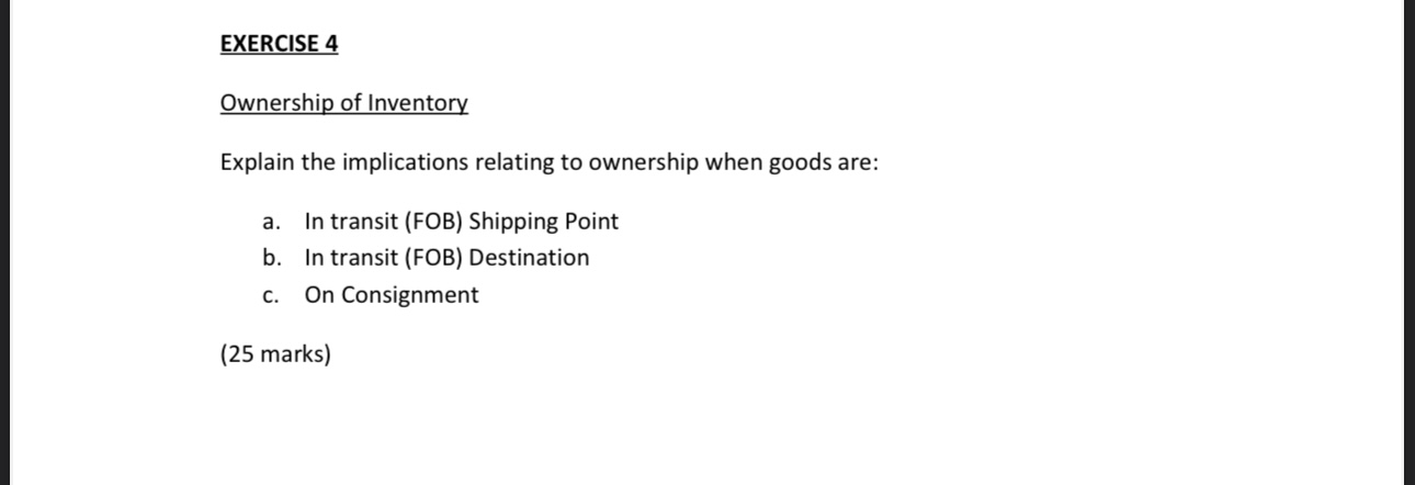EXERCISE 1 FIFO, LIFO and average cost method in