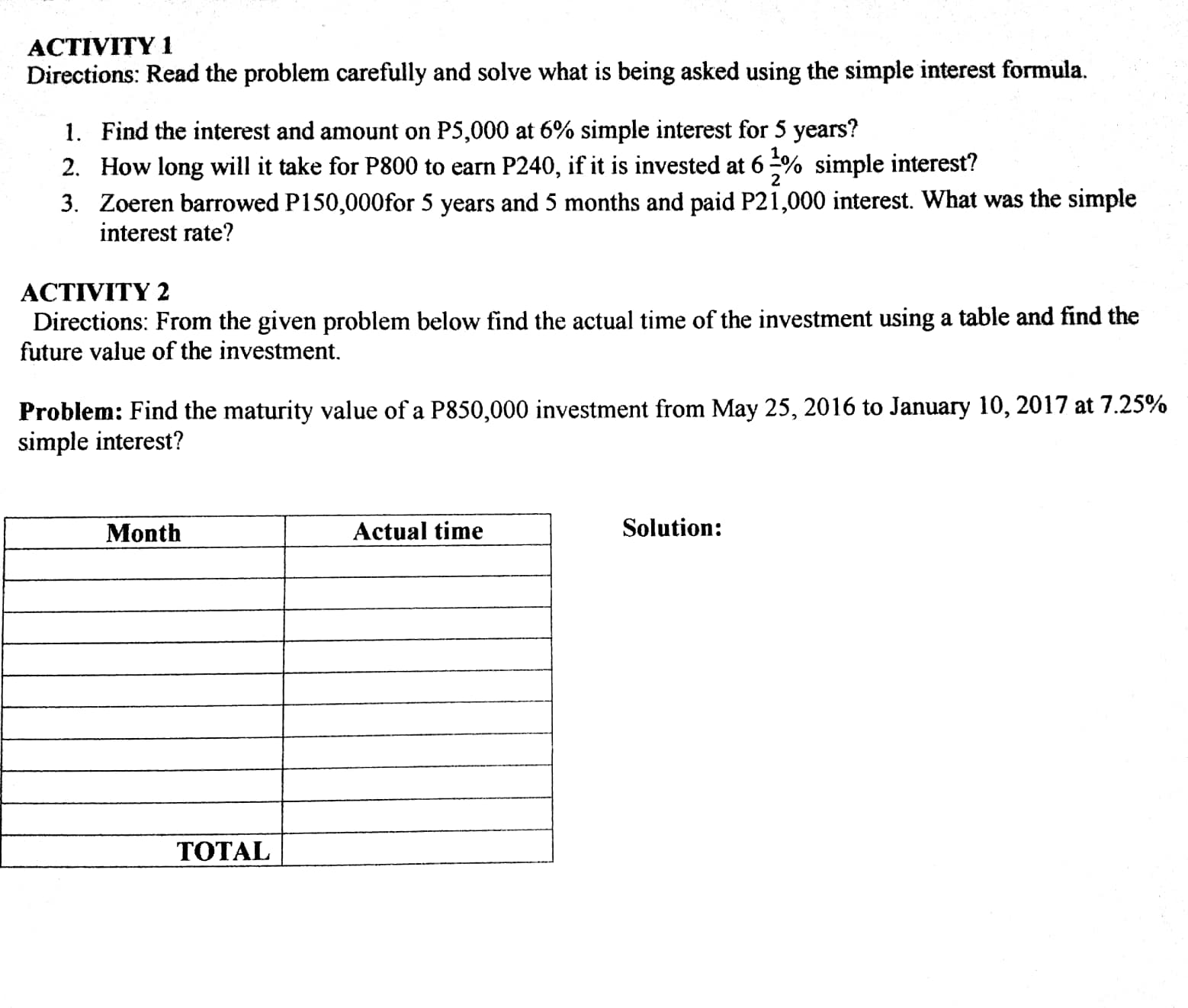 ASAP NEED STEP BY STEP SOLUTION EACH ACTIVITY 1