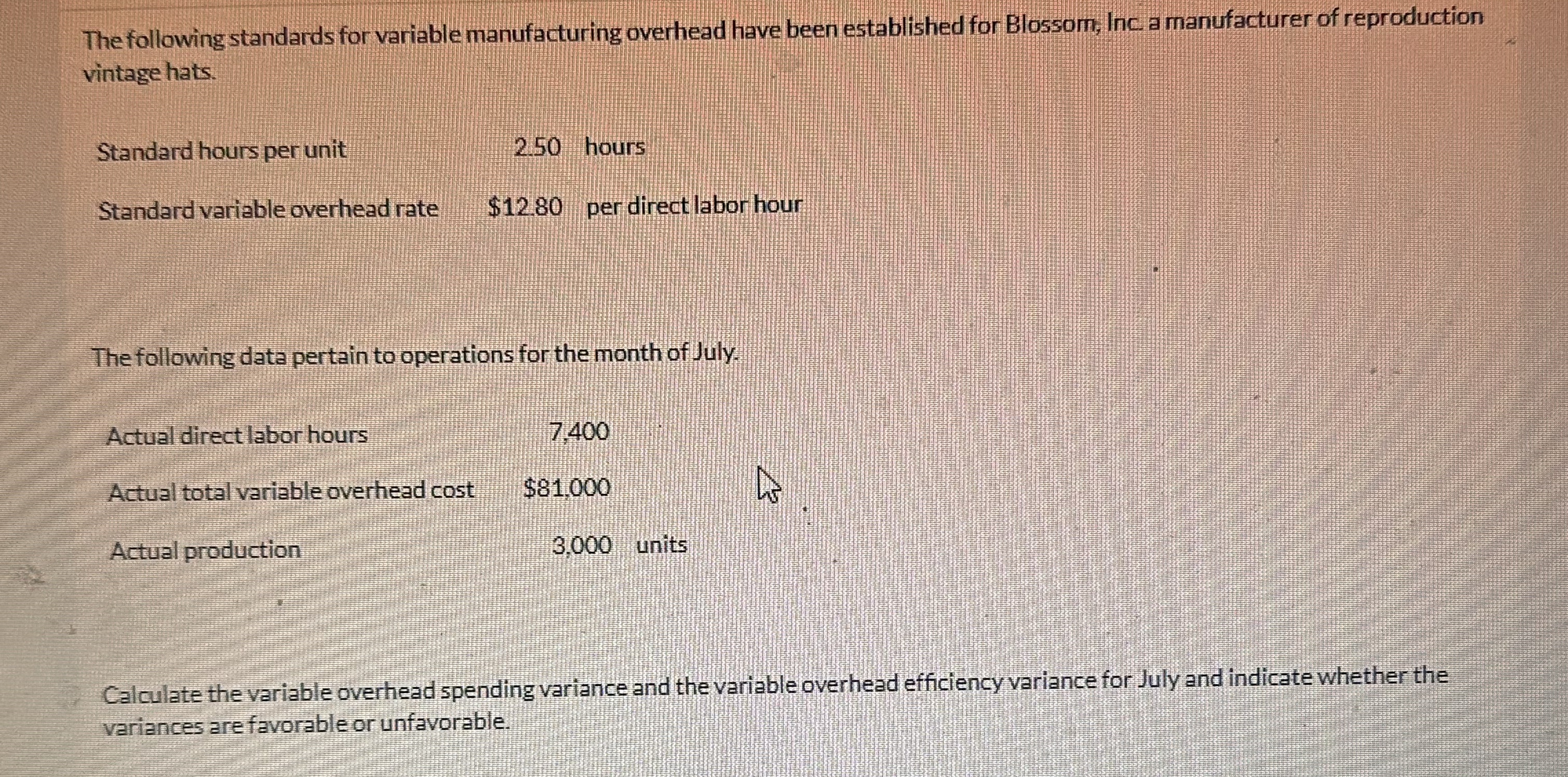 The following standards for variable