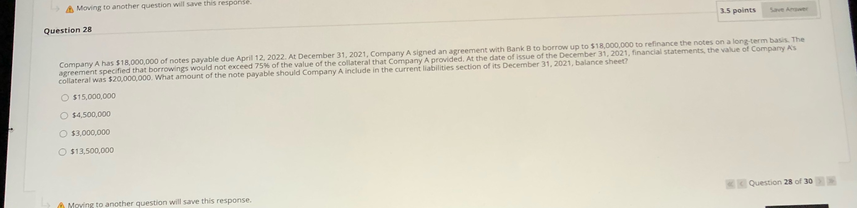 Moving to another question will save this