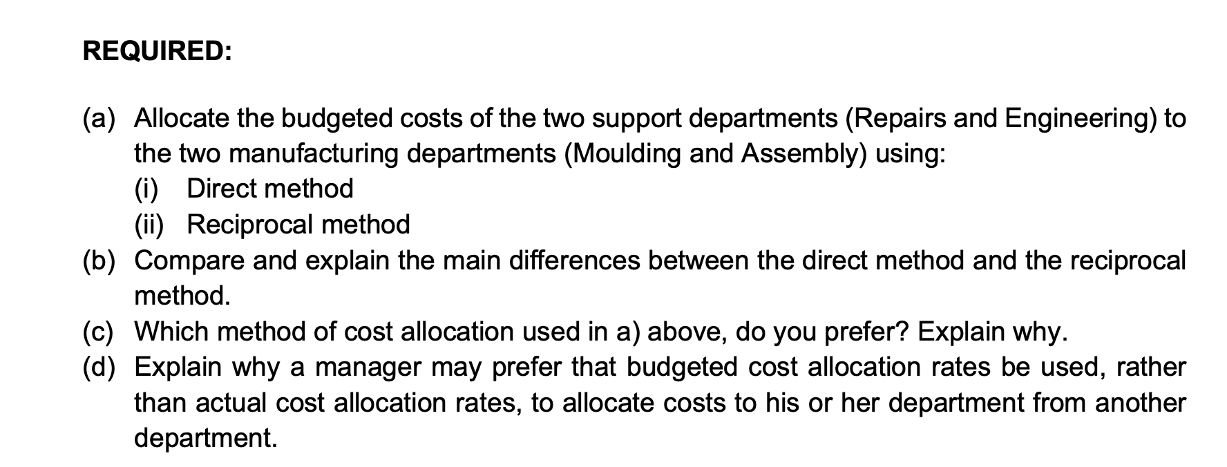 Case study 2 West Coast Link Ltd manufactures