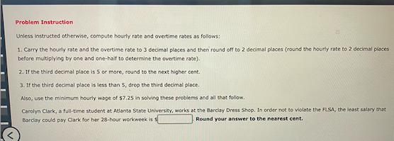 Problem Instruction Unless Instructed otherwise,