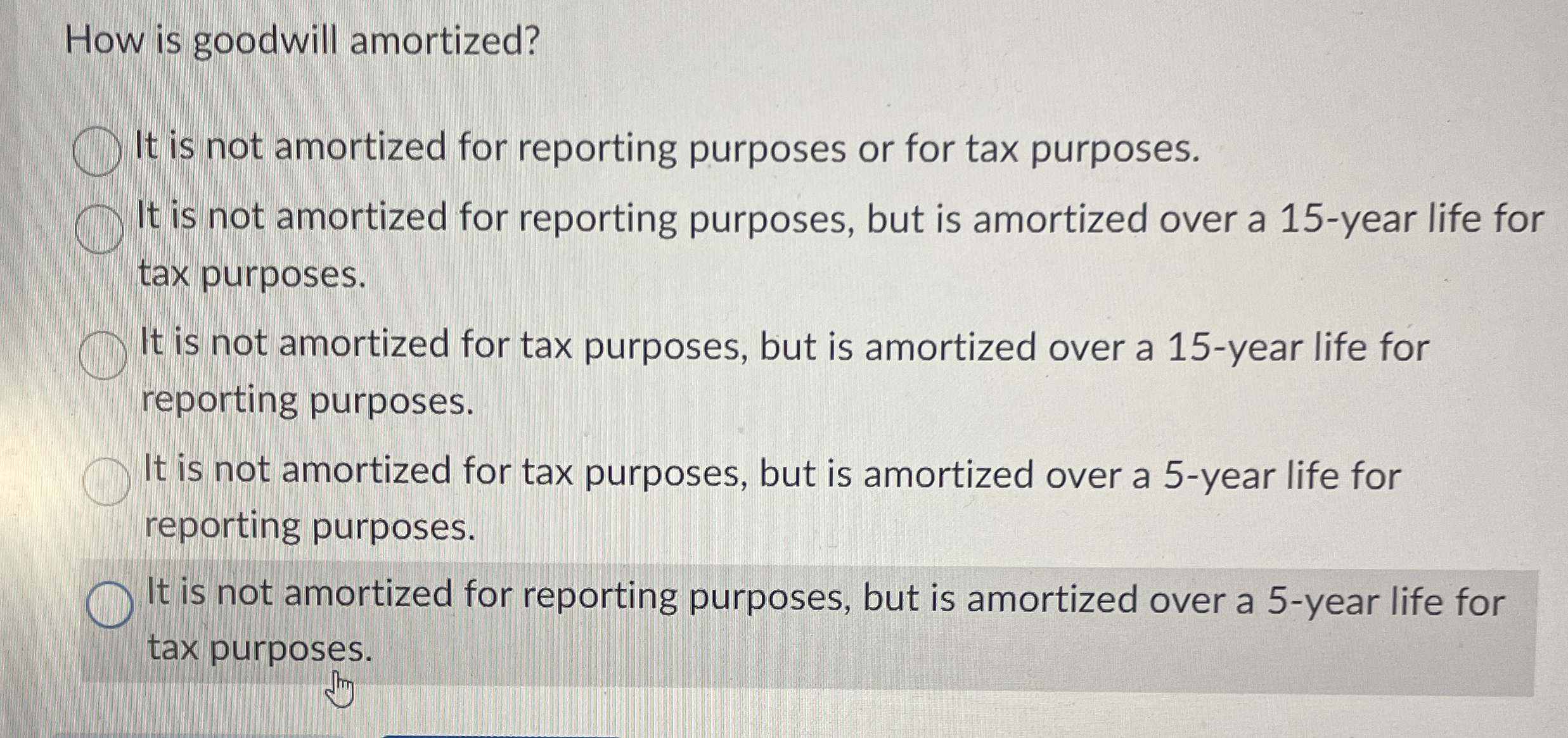 How is goodwill amortized? It is not amortized