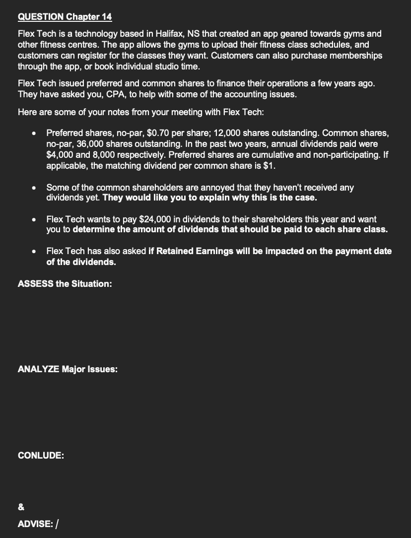 QUESTION Chapter 14 Flex Tech is a technology