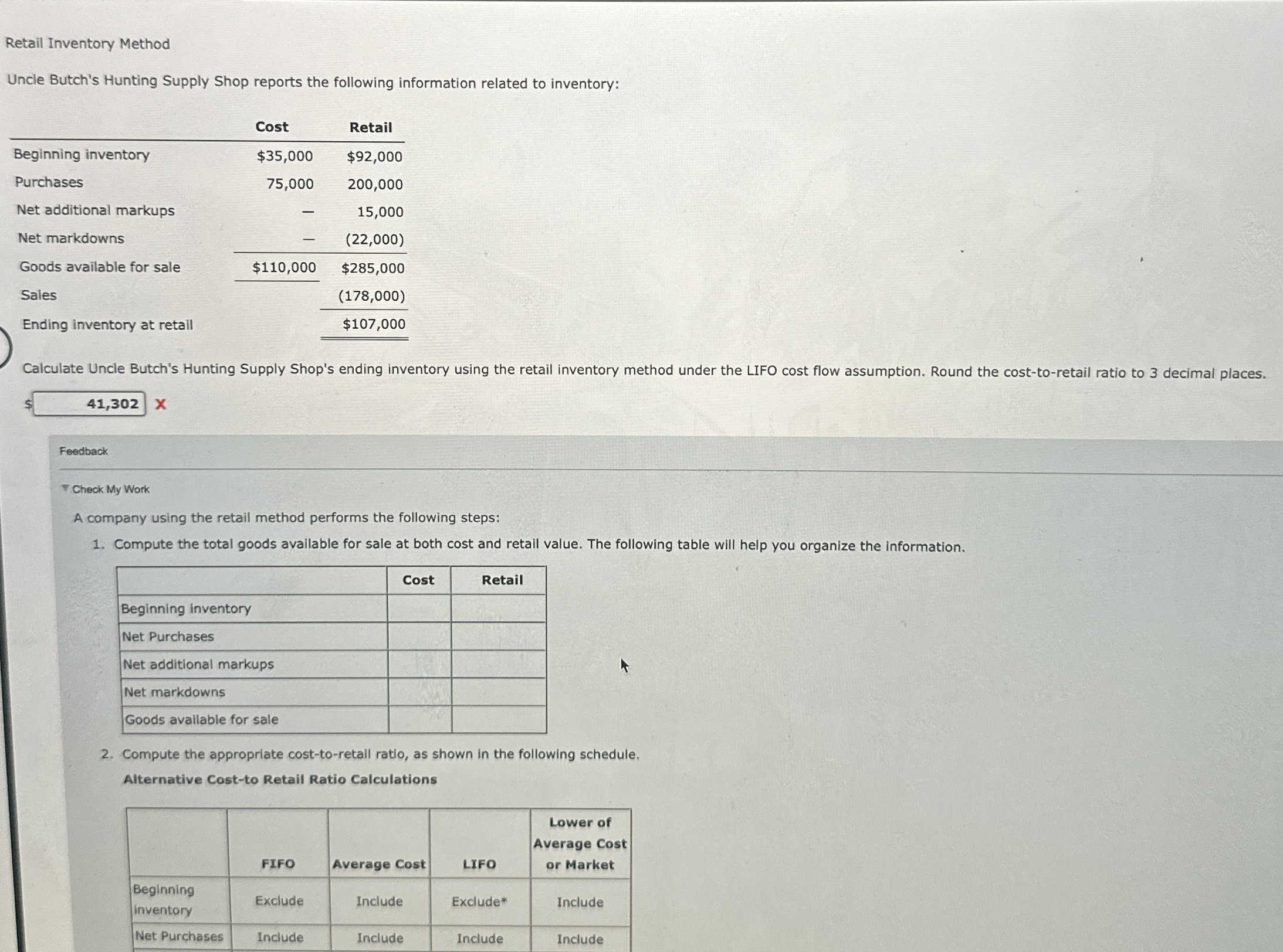 Retail Inventory Method Uncle Butch's Hunting