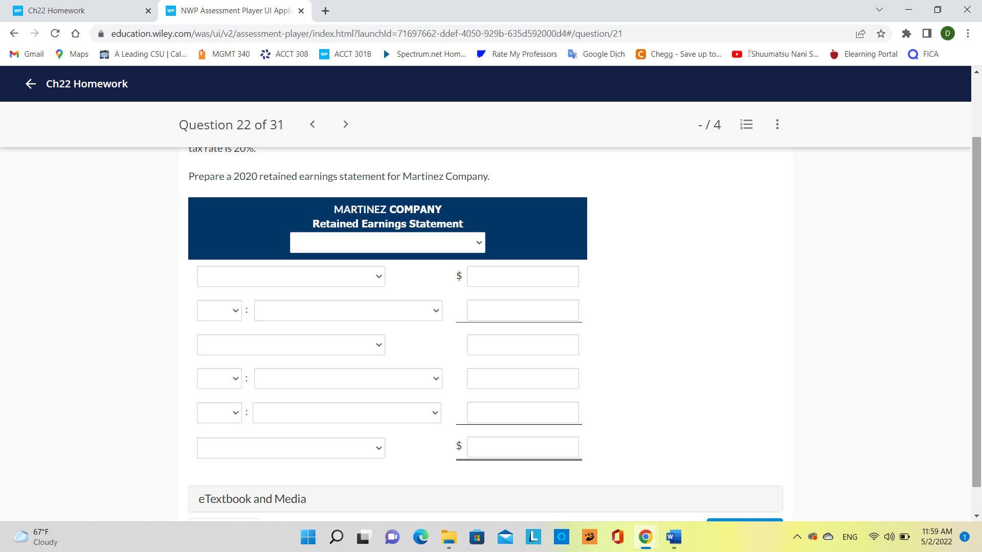 WP Ch22 Homework X WP NWP Assessment Player UI