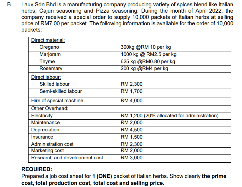 Lauv Sdn Bhd is a manufacturing company producing