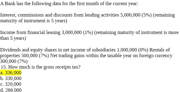 A Bank has the following data for the first month