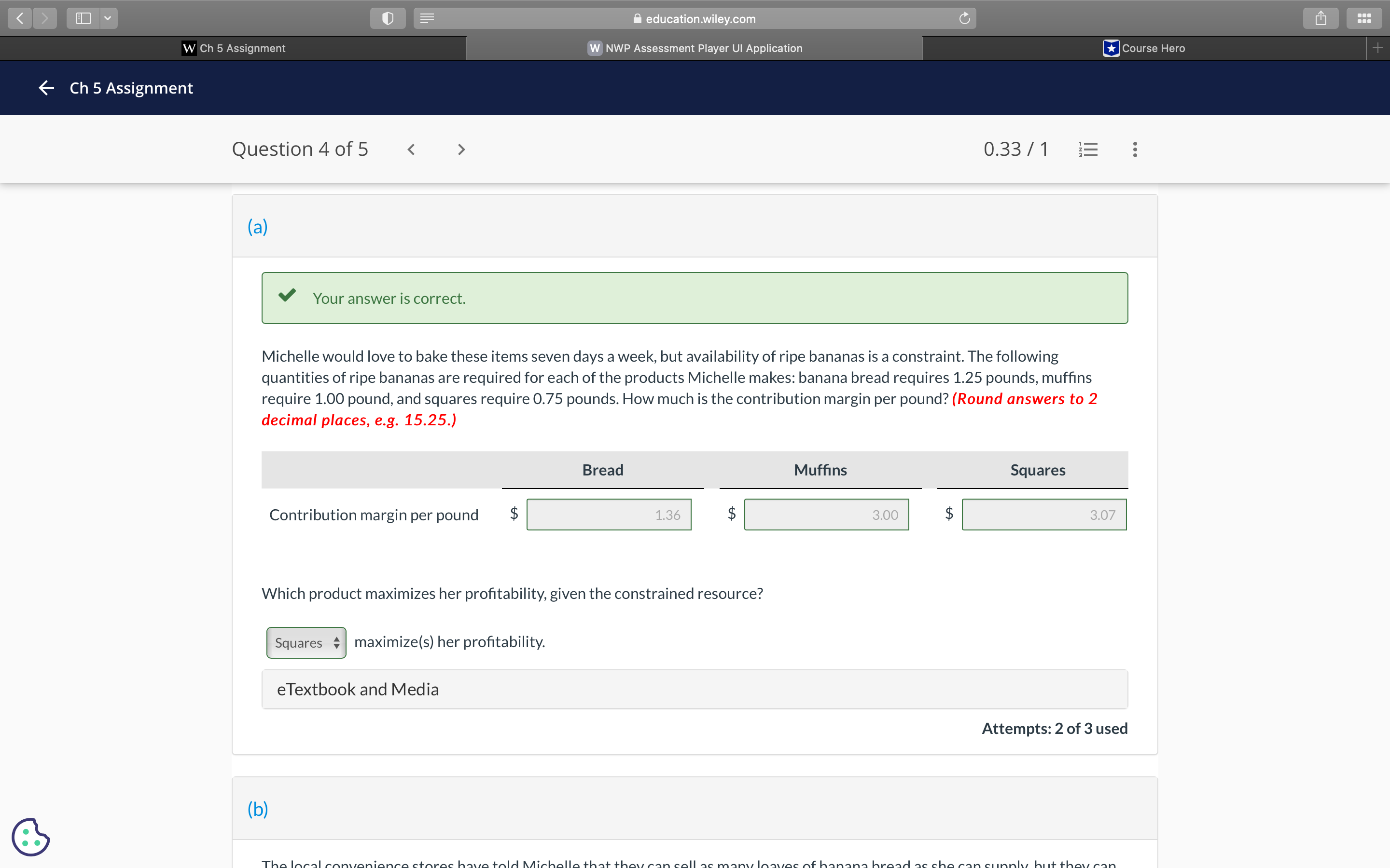 < > I Y education.wiley.com C W Ch 5 Assignment W