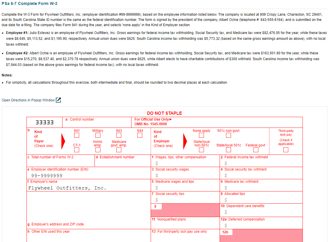 Please help me with completing this W-3 form for