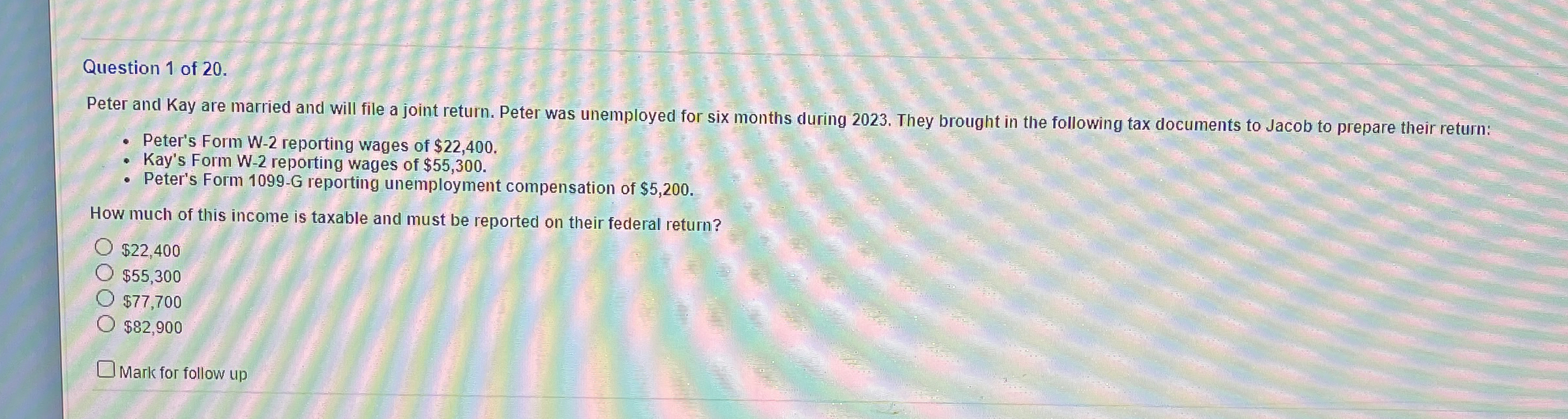 Question 1 of 2 0 . Peter and Kay are married and