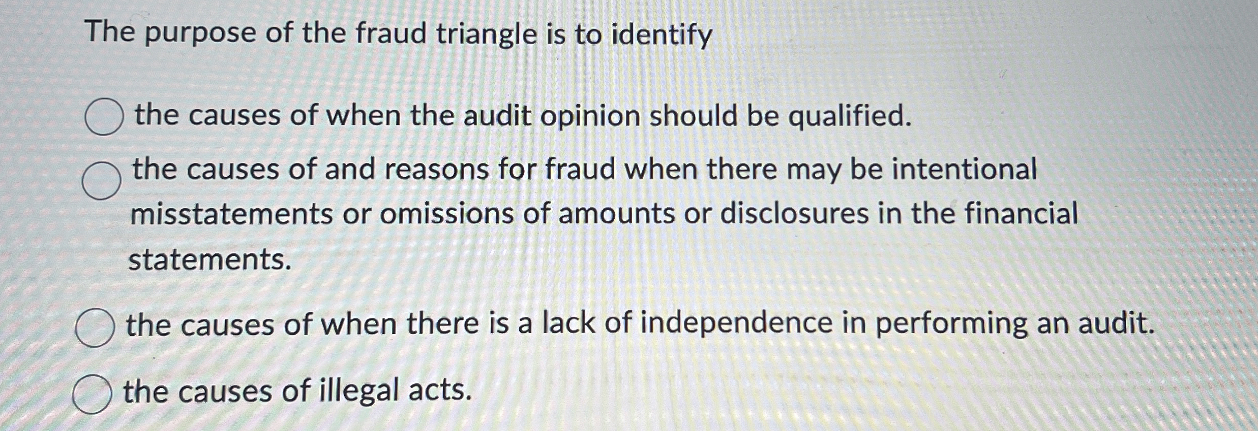 The purpose of the fraud triangle is to identify
