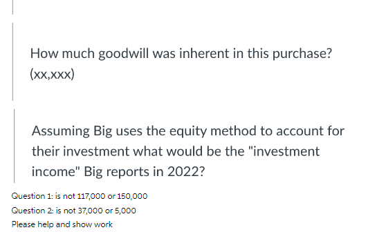 help \fHow much goodwill was inherent in this