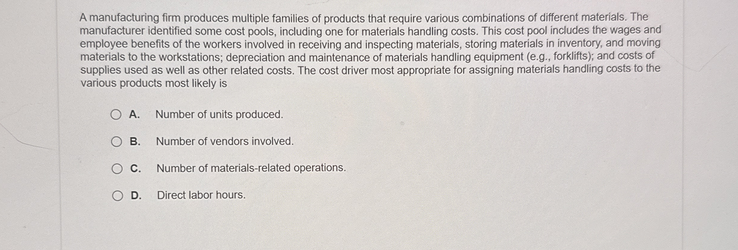 A manufacturing firm produces multiple families