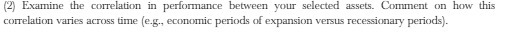 (2) Examine the correlation in performance
