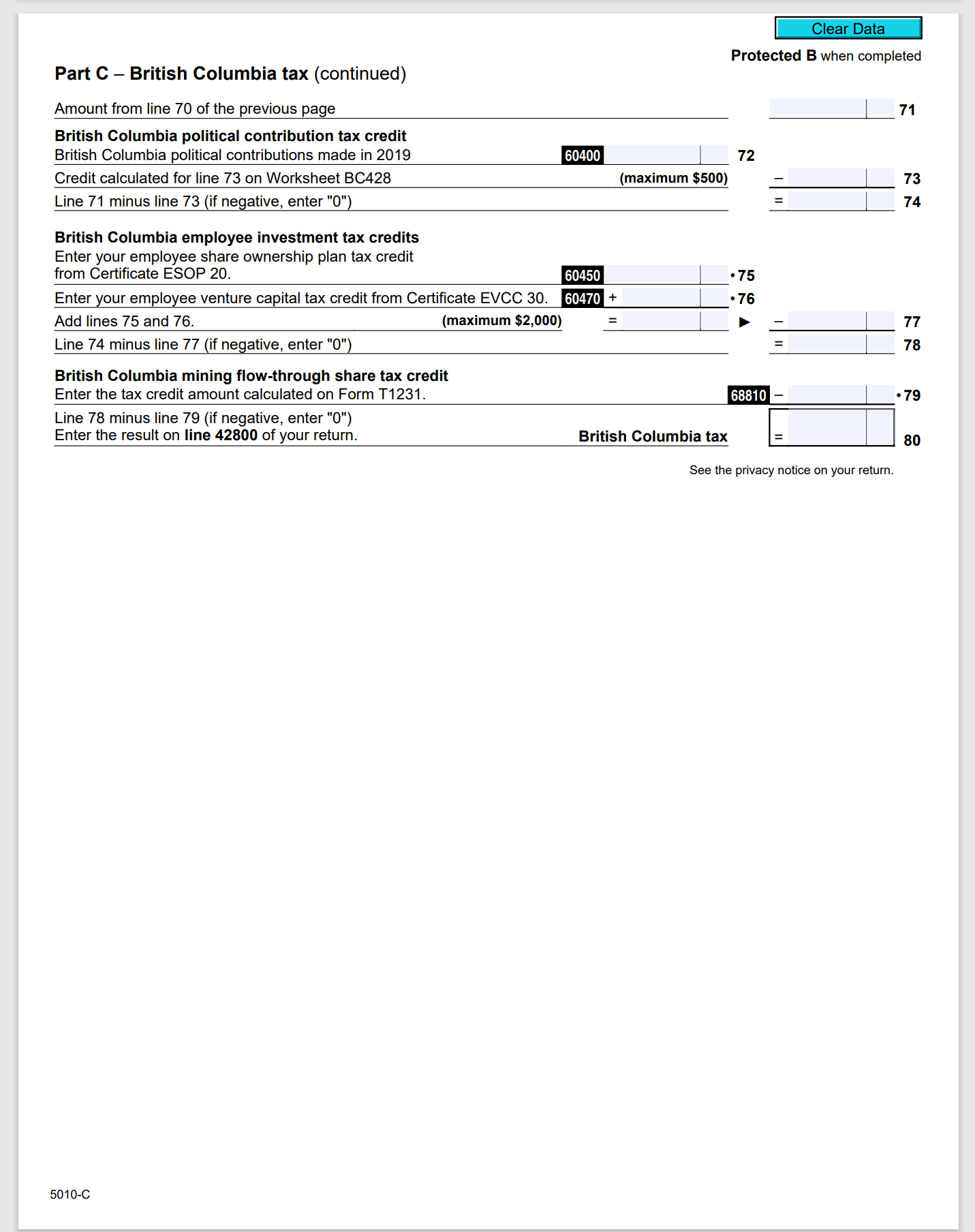 Clear Data Payer's name - Nom du payeur I+I