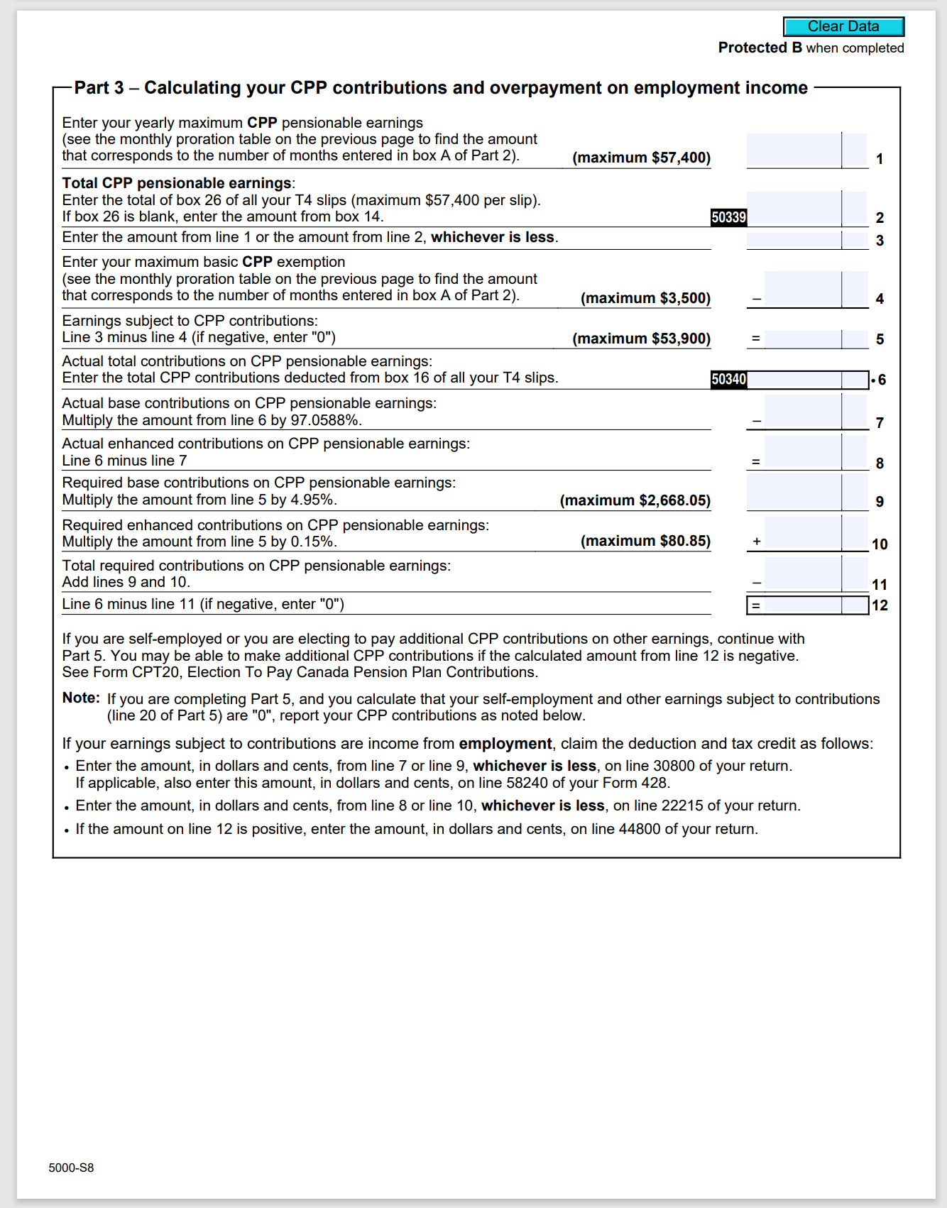 Clear Data Payer's name - Nom du payeur I+I