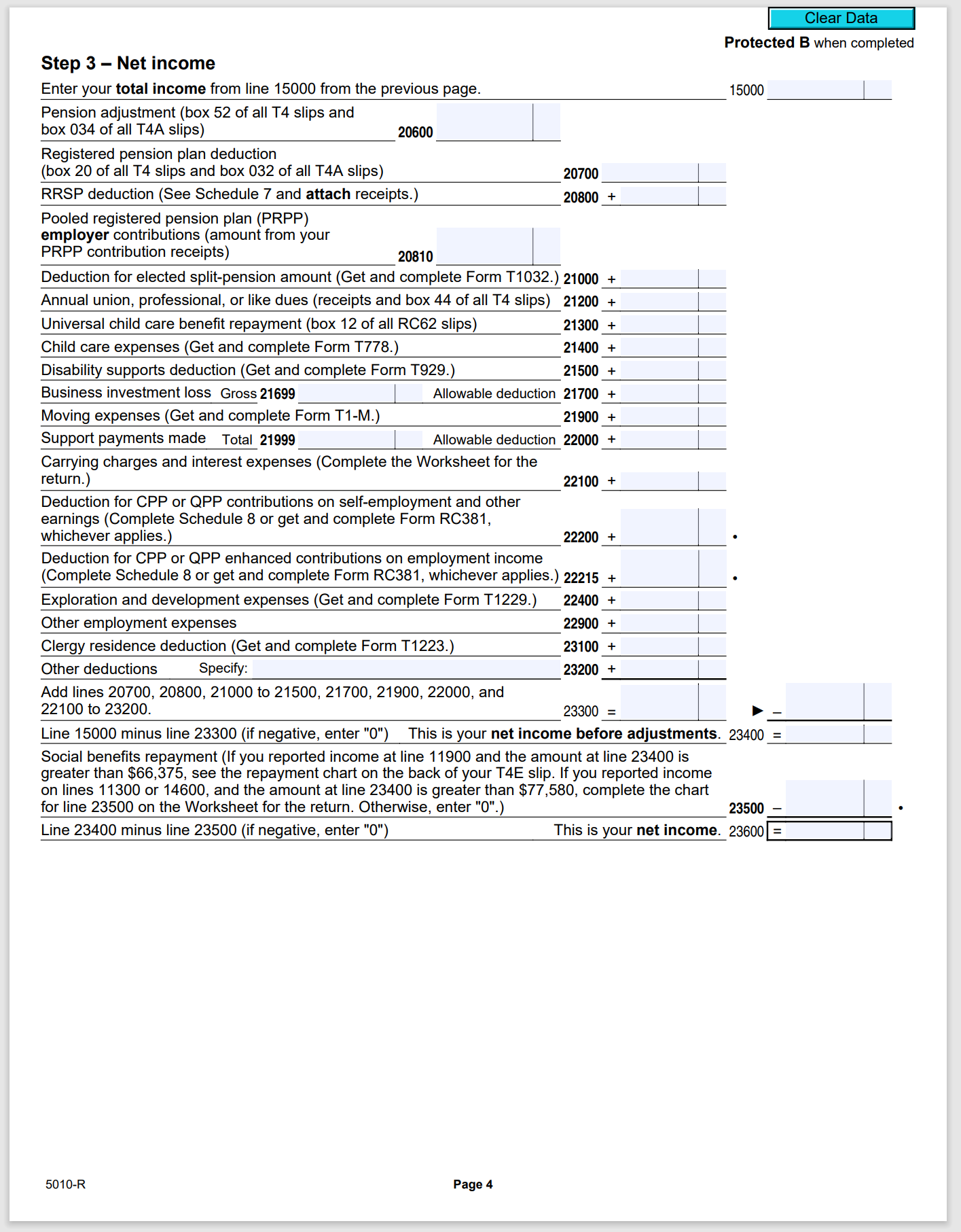 Clear Data Payer's name - Nom du payeur I+I