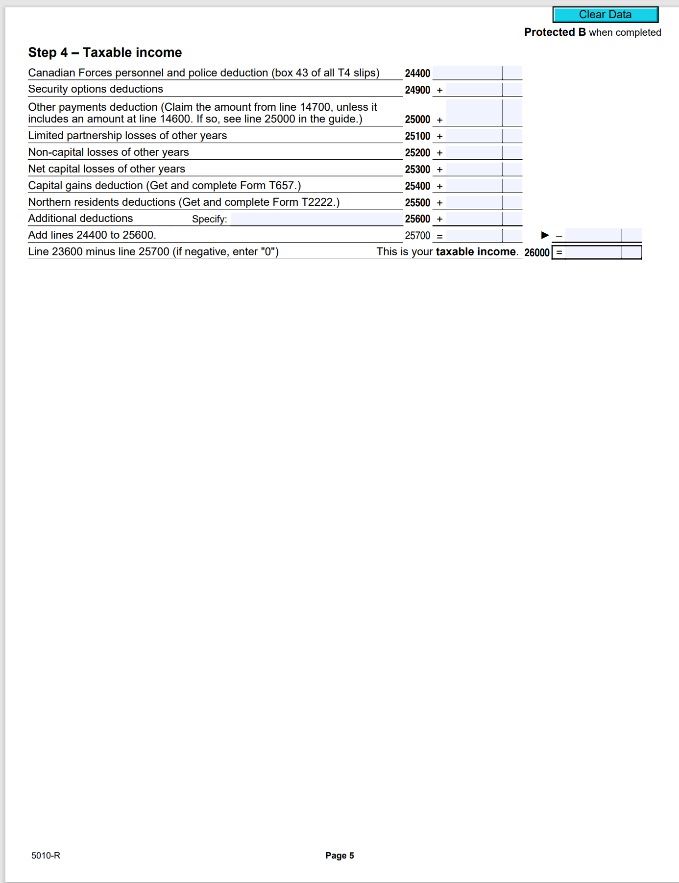 Clear Data Payer's name - Nom du payeur I+I