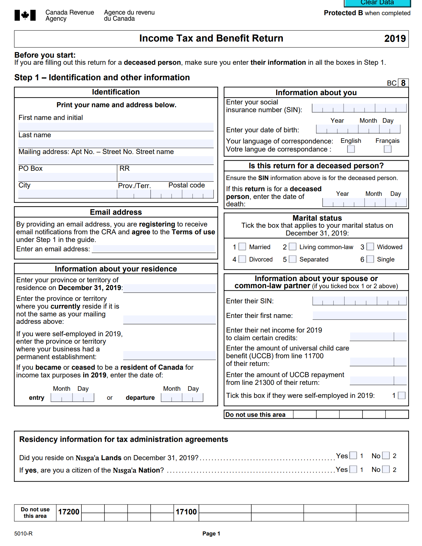 Clear Data Payer's name - Nom du payeur I+I