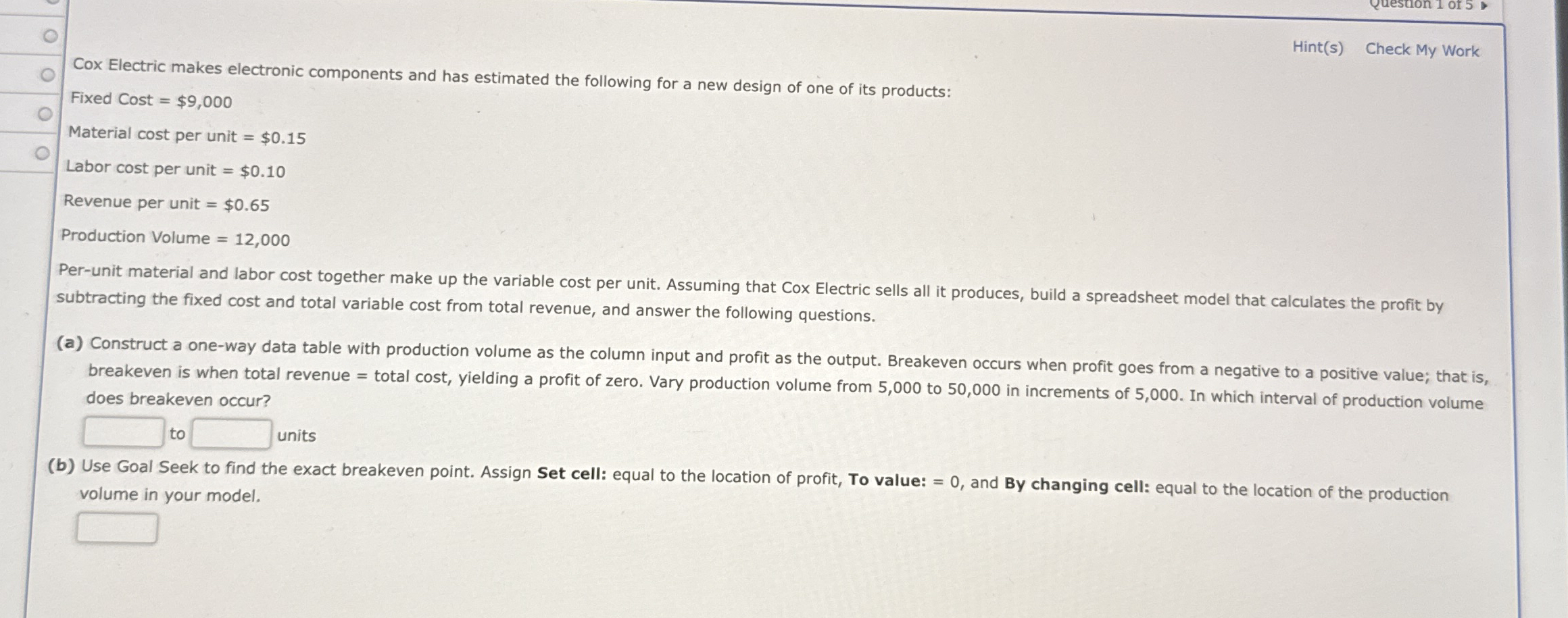 Hint ( s ) Check My Work Cox Electric makes