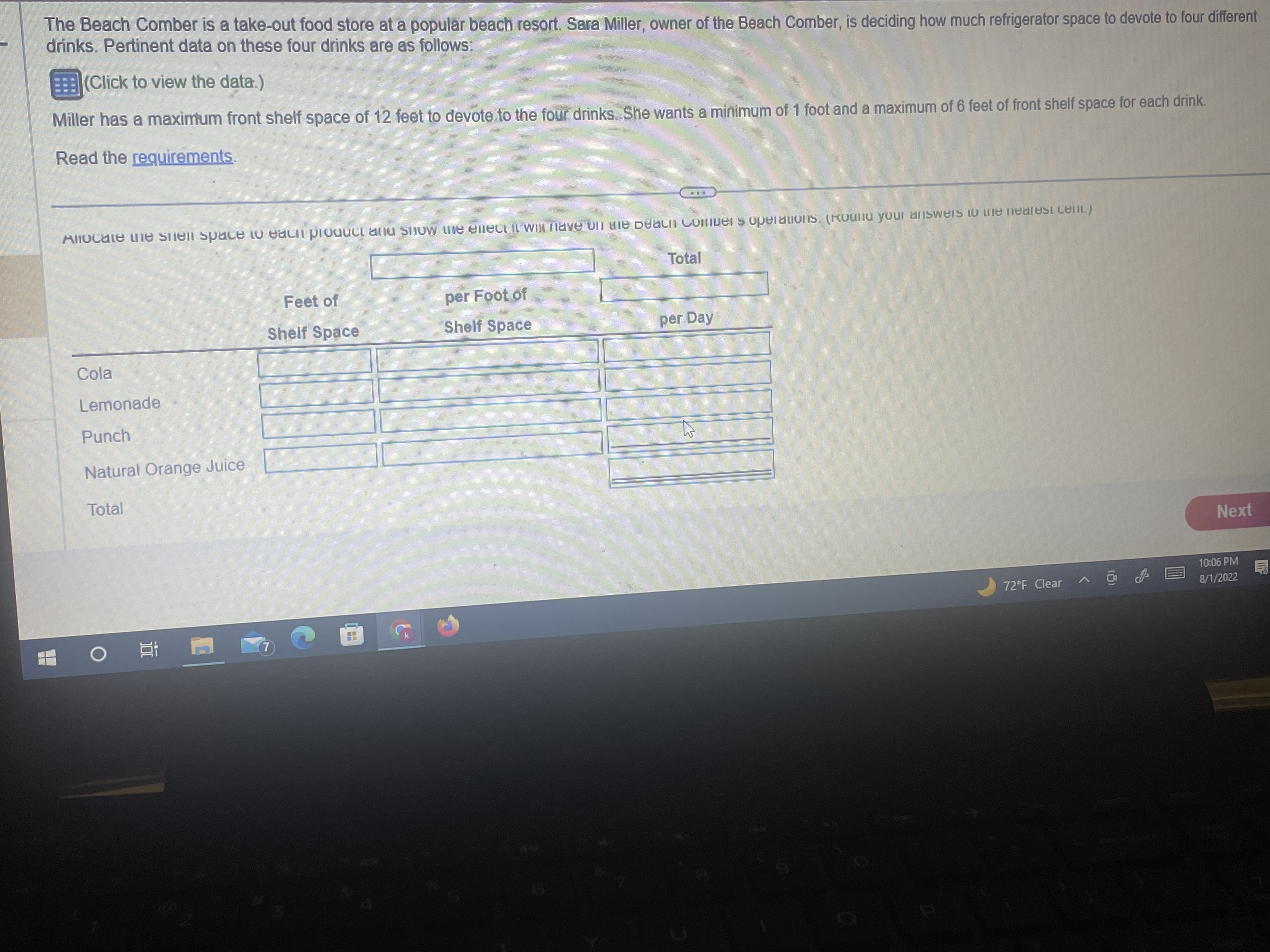 Please help me with my hw e Beach Comber is a