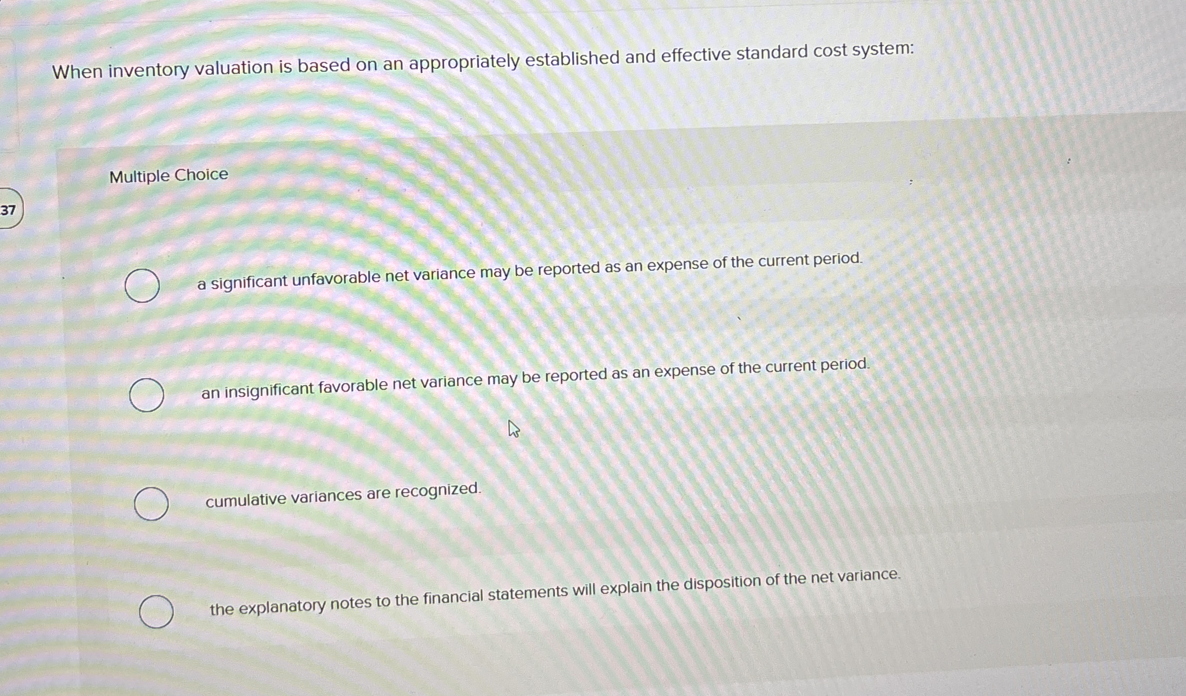 When inventory valuation is based on an