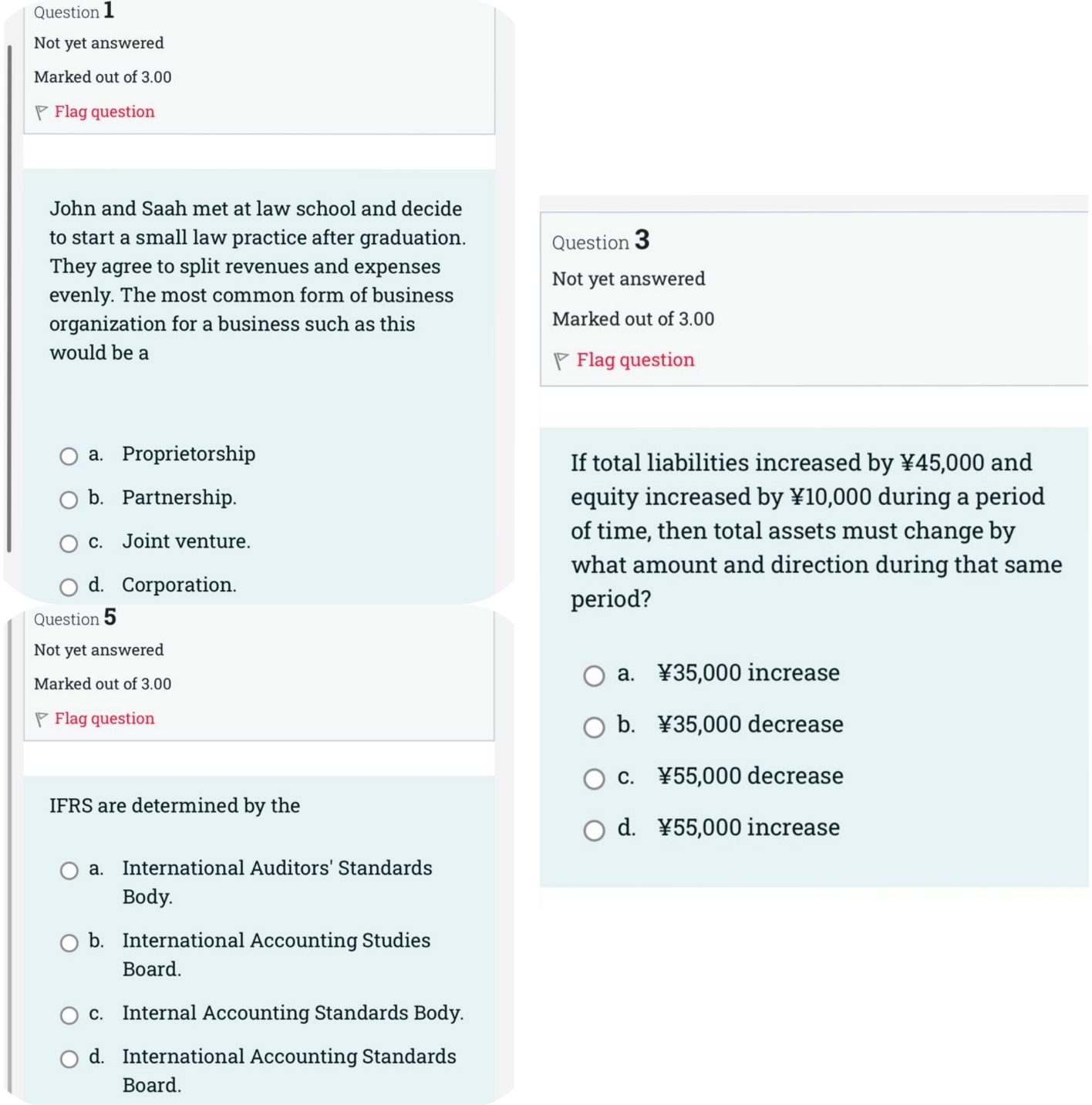 I need solve this questions MCQ of ACT300
