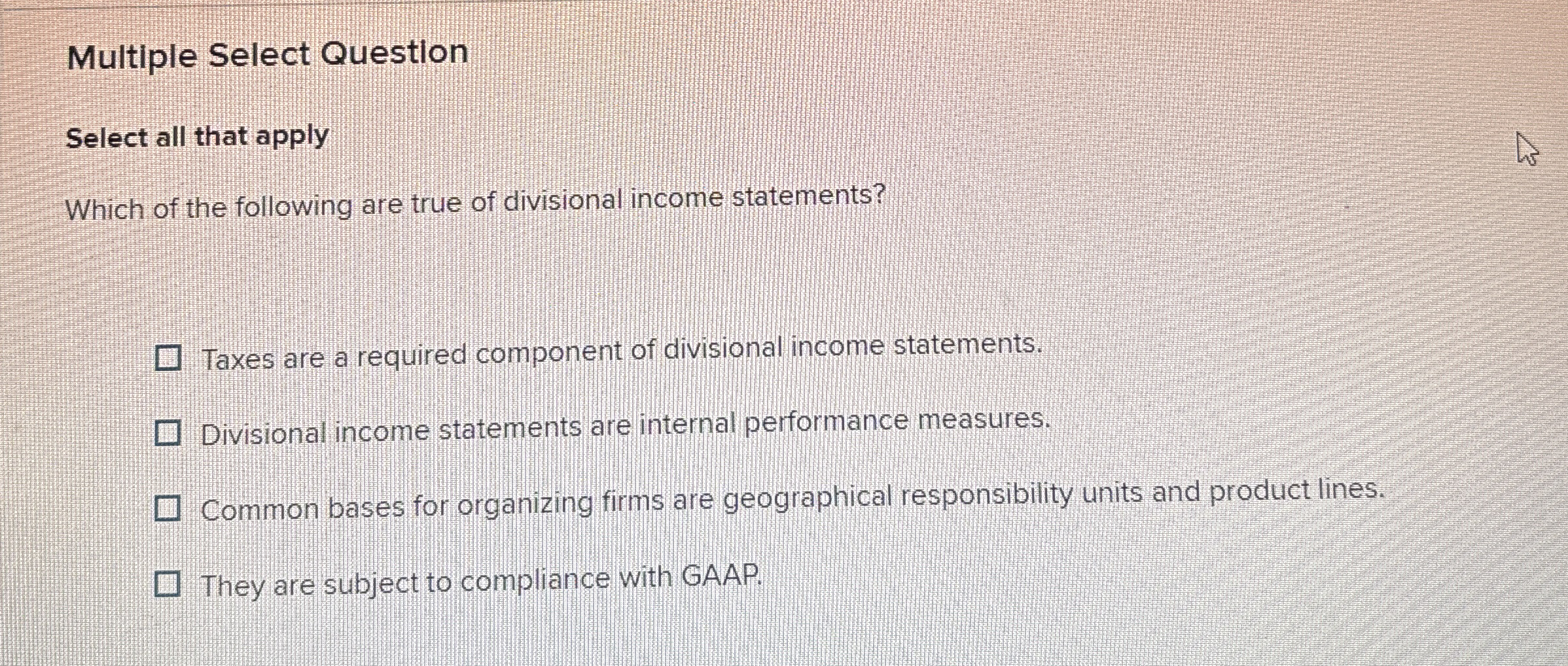 Multiple Select Question Select all that apply