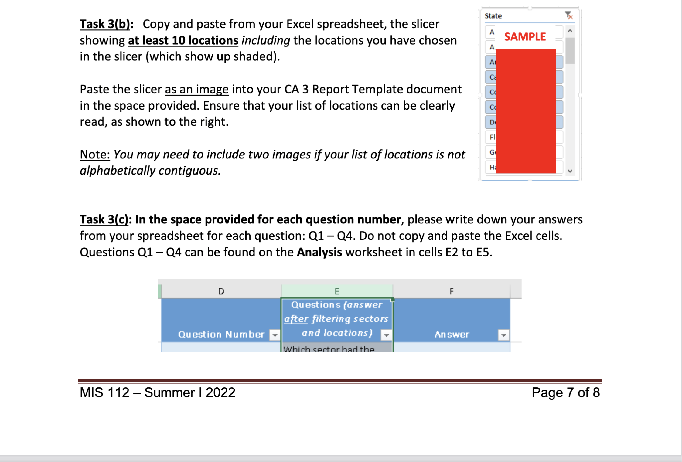 Task 3 Pivot table Follow the directions shown