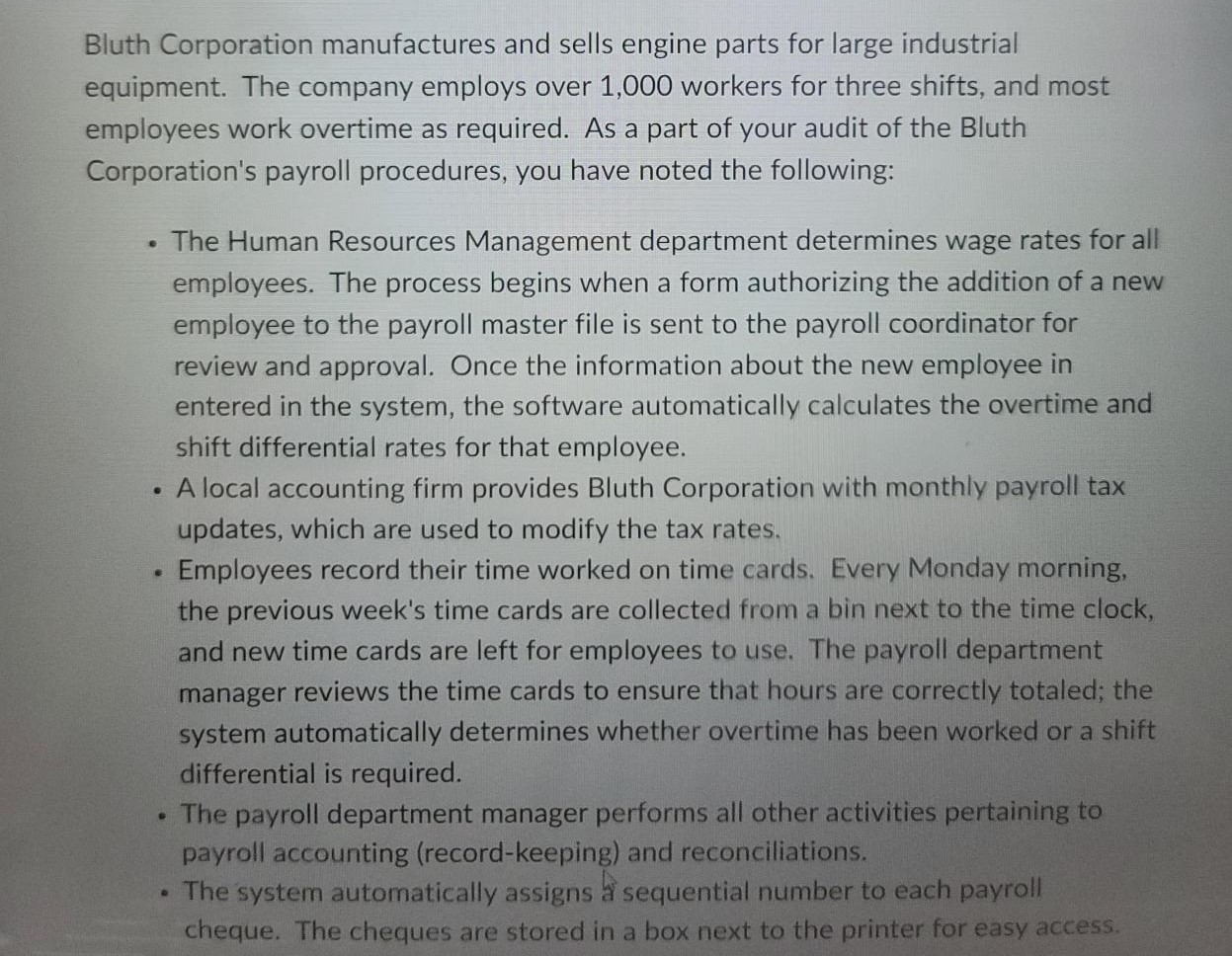 Question 6 (3 points) For Bluth