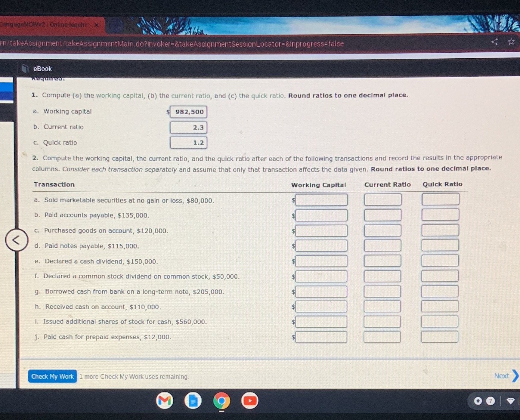 It says above Effect of Transactions on Current