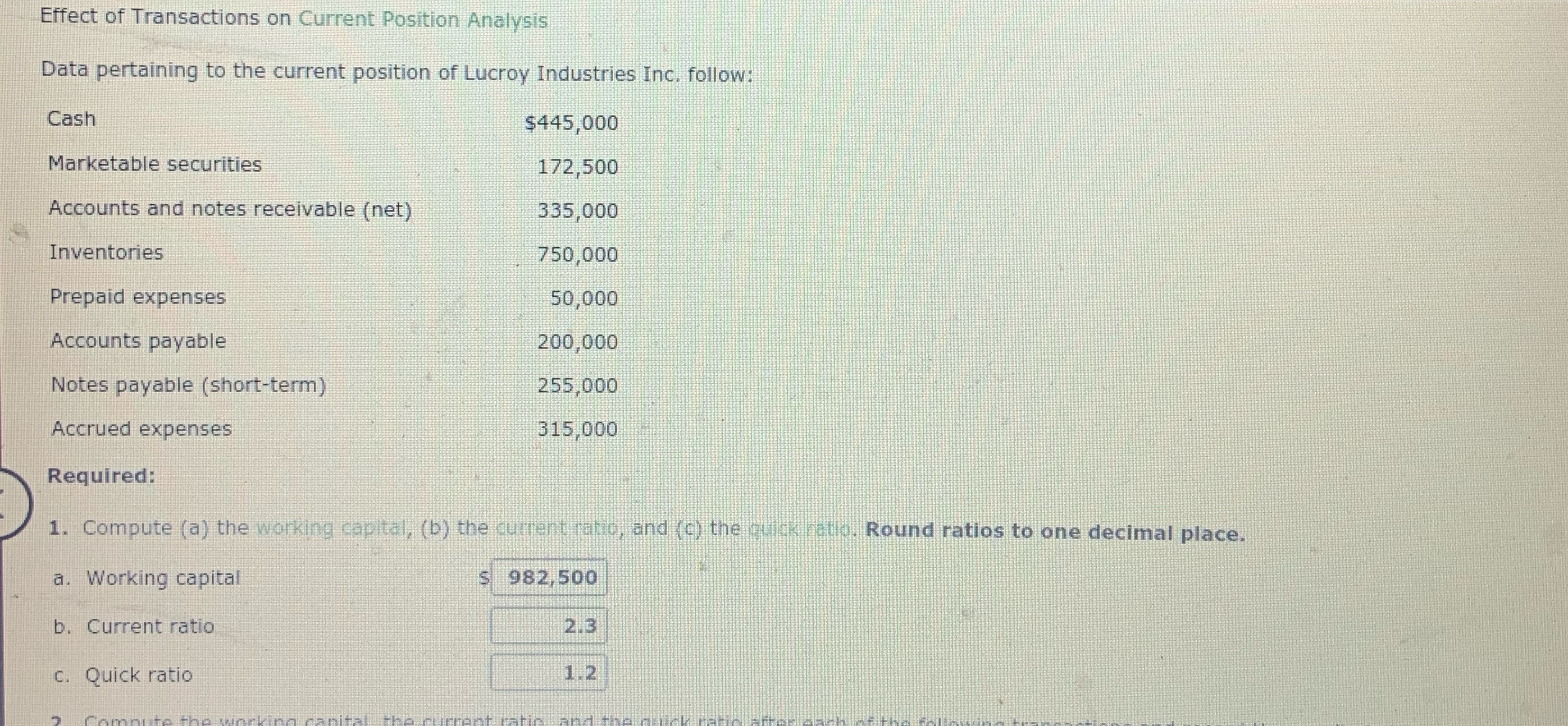 It says above Effect of Transactions on Current