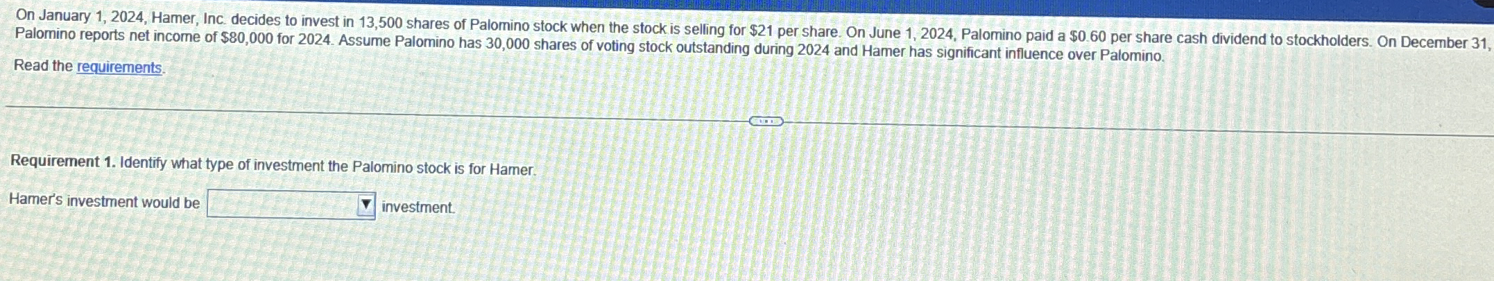 On January 1 , 2 0 2 4 , Hamer, Inc. decides to