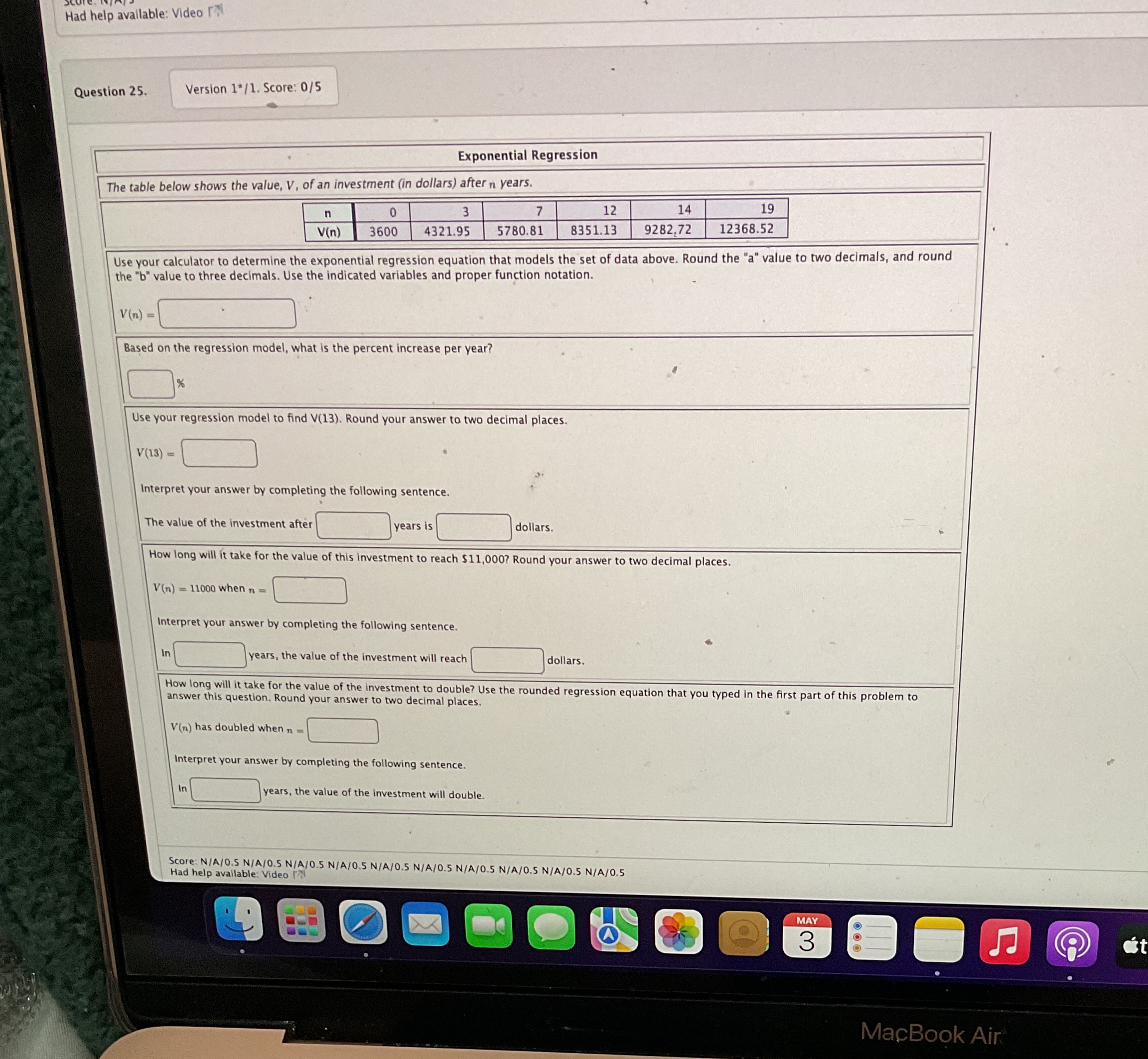 25 Had help available: Video IN Question 25.