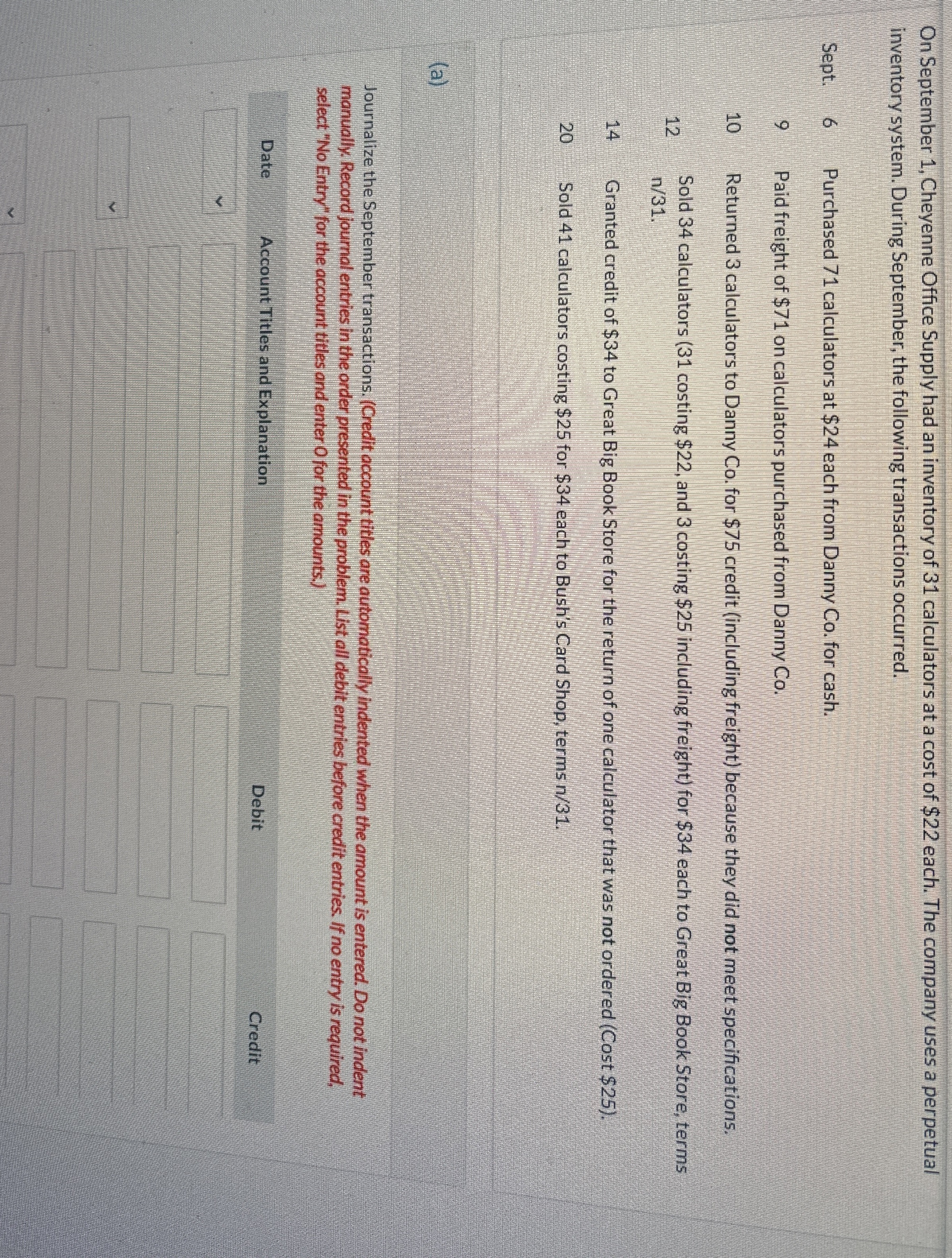 Journalize the september transactions.