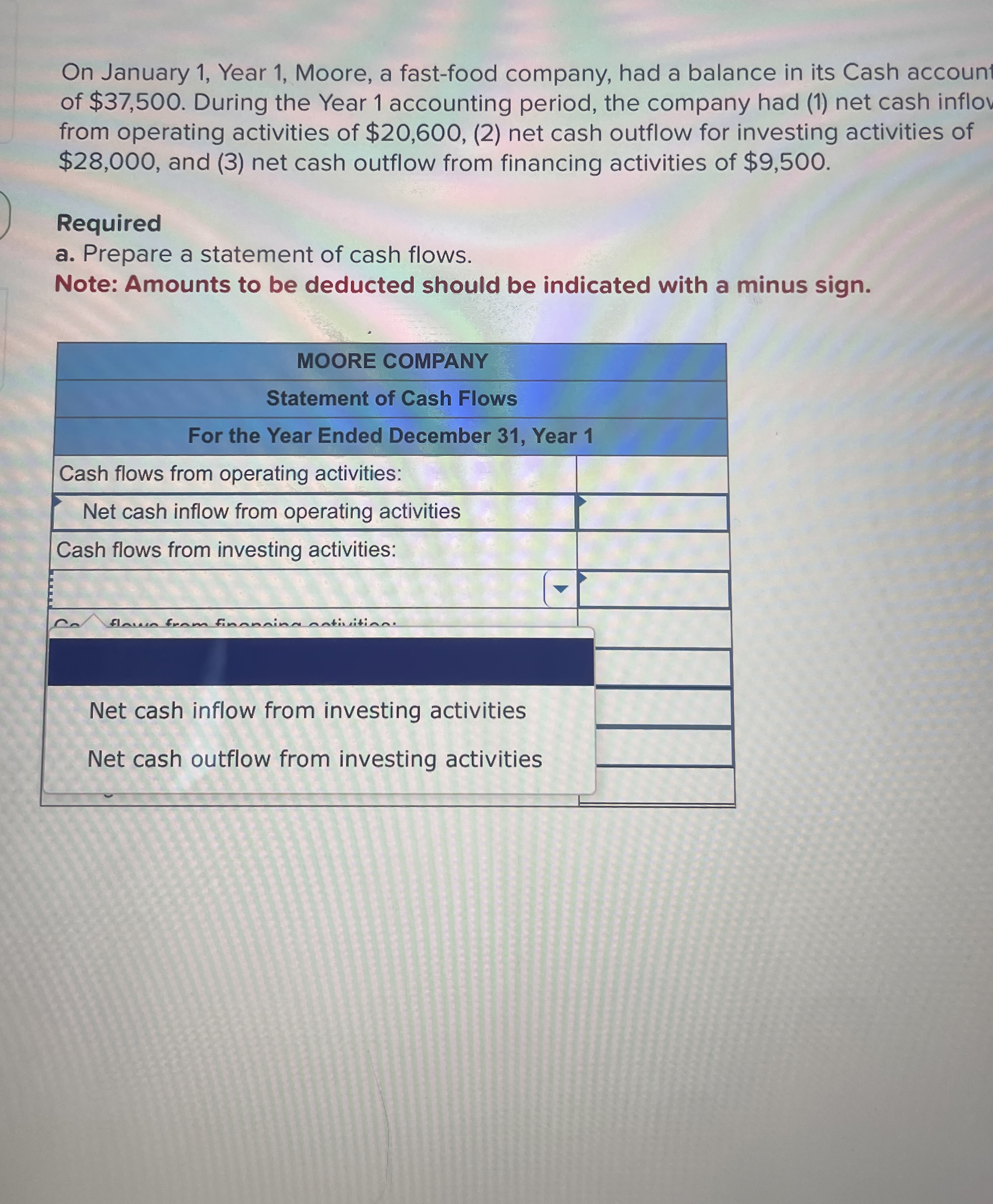 On January 1 , Year 1 , Moore, a fast - food