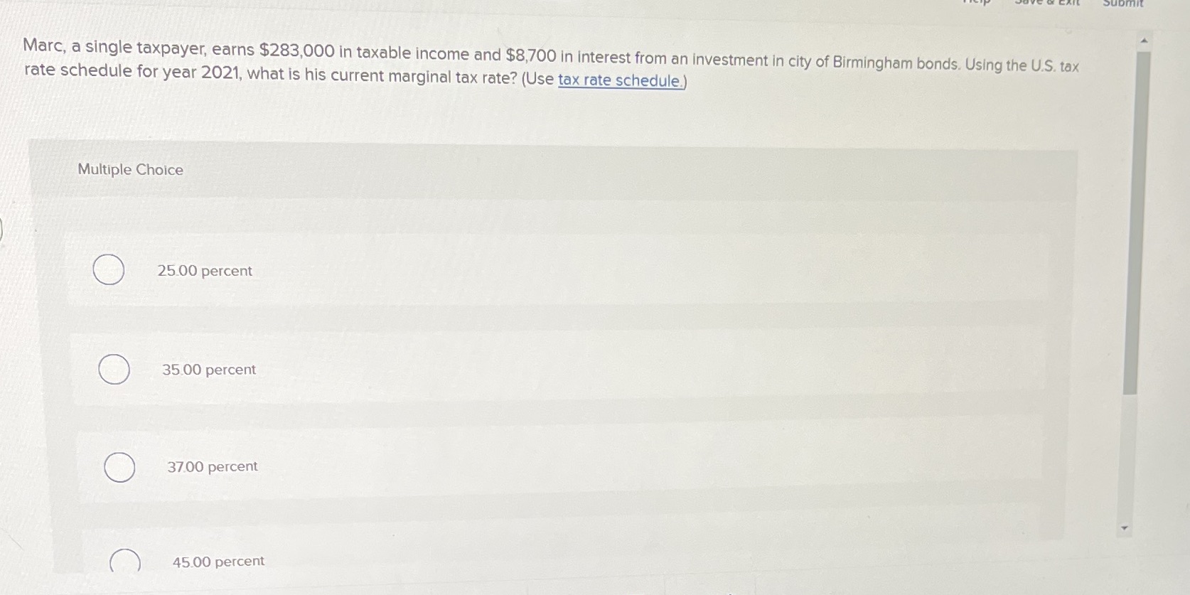 I'm confused by this? Marc, a single taxpayer,