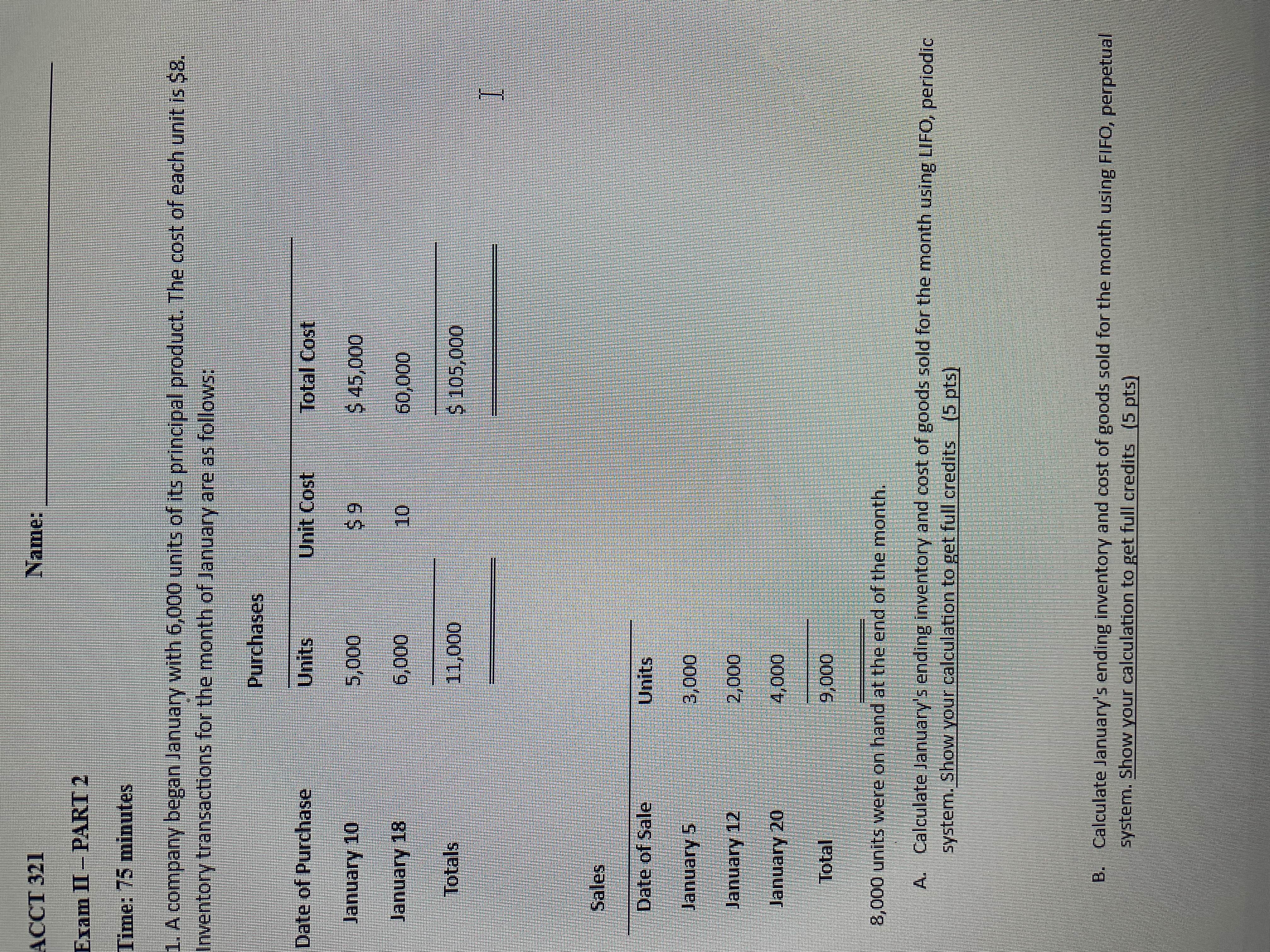 A ) Lifo periodic system calculation B ) fifo