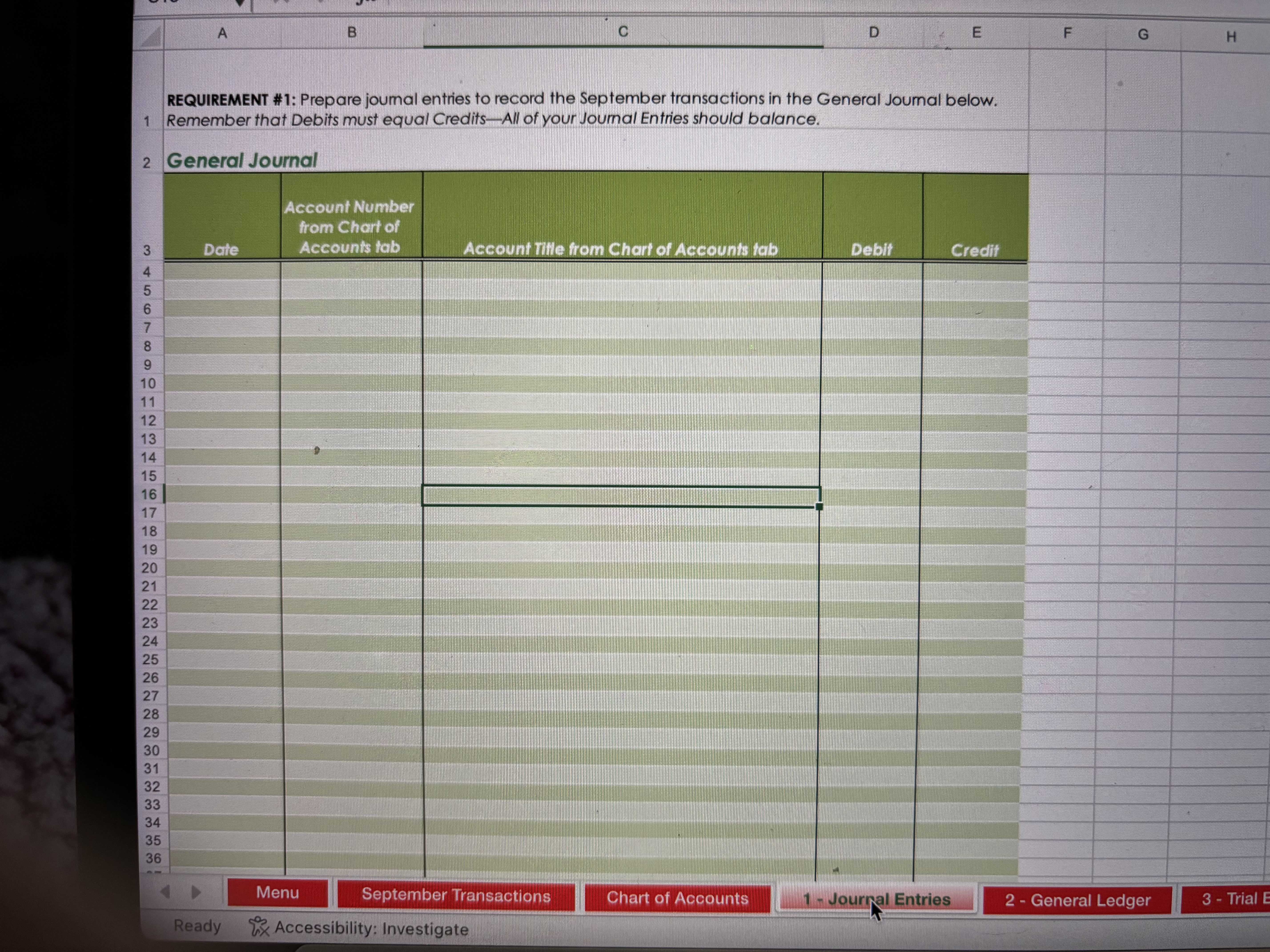Formatting A1 X V fx | ACCT500: Course Project A