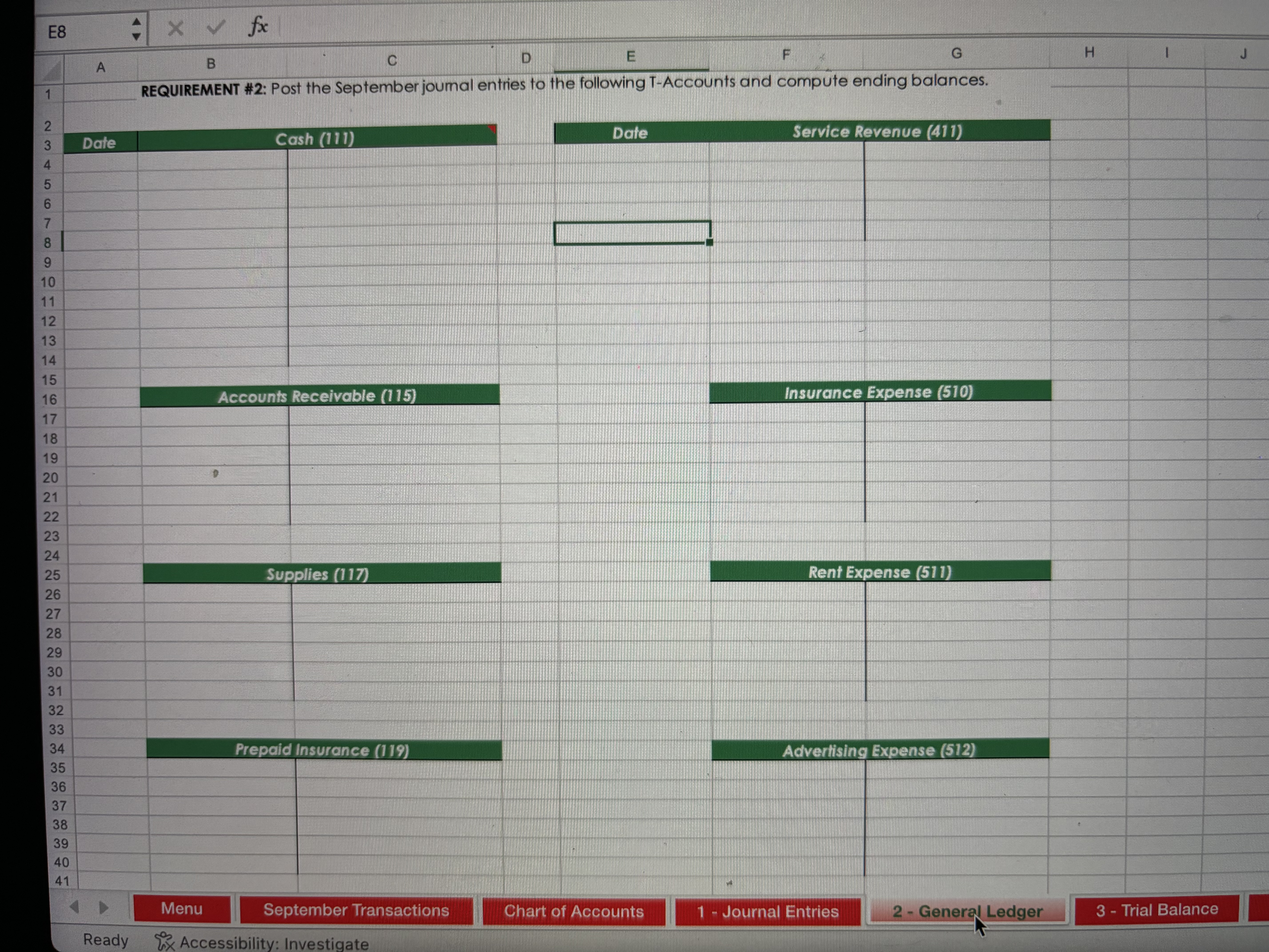 Formatting A1 X V fx | ACCT500: Course Project A